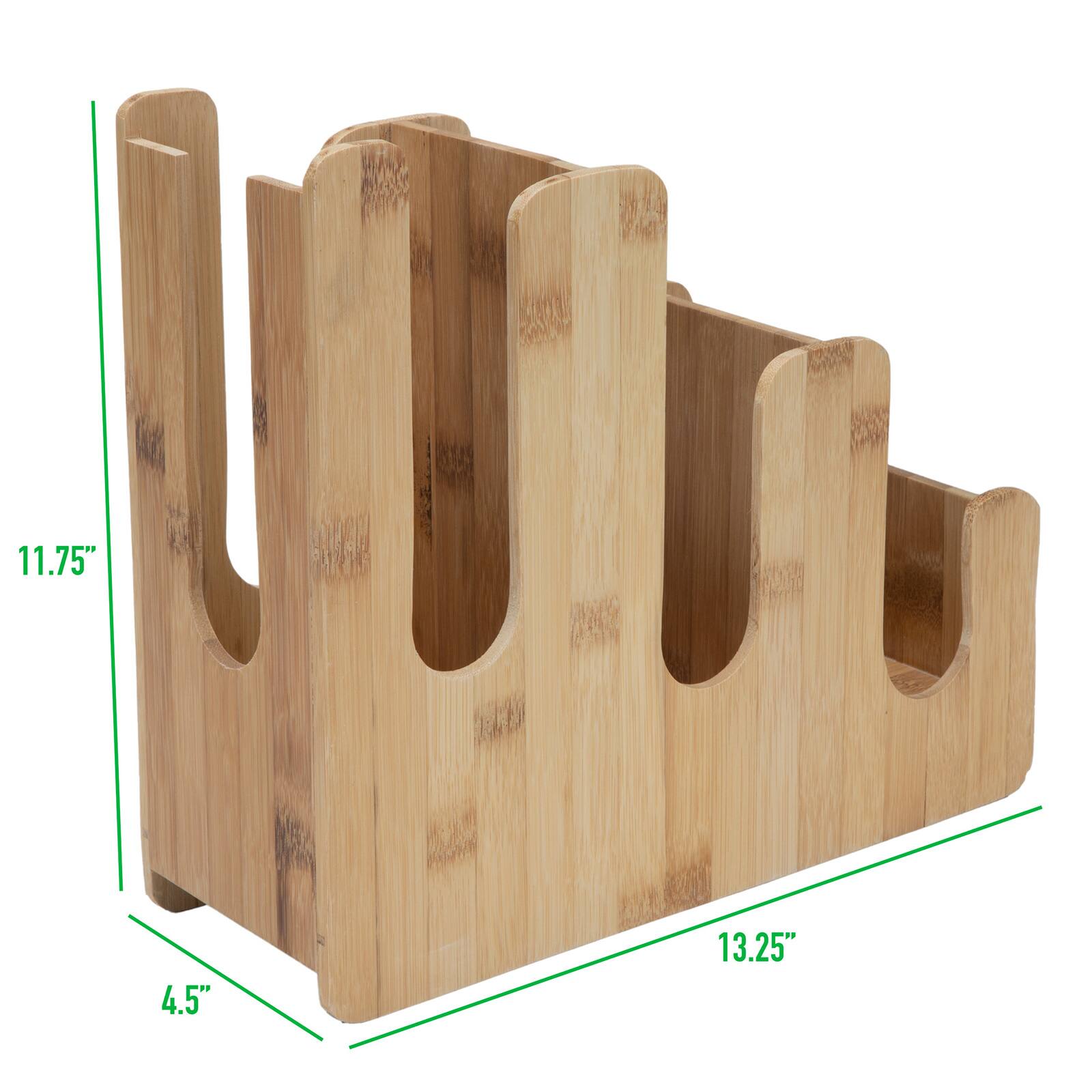 Mind Reader Brown 3 Compartment Bamboo Holder