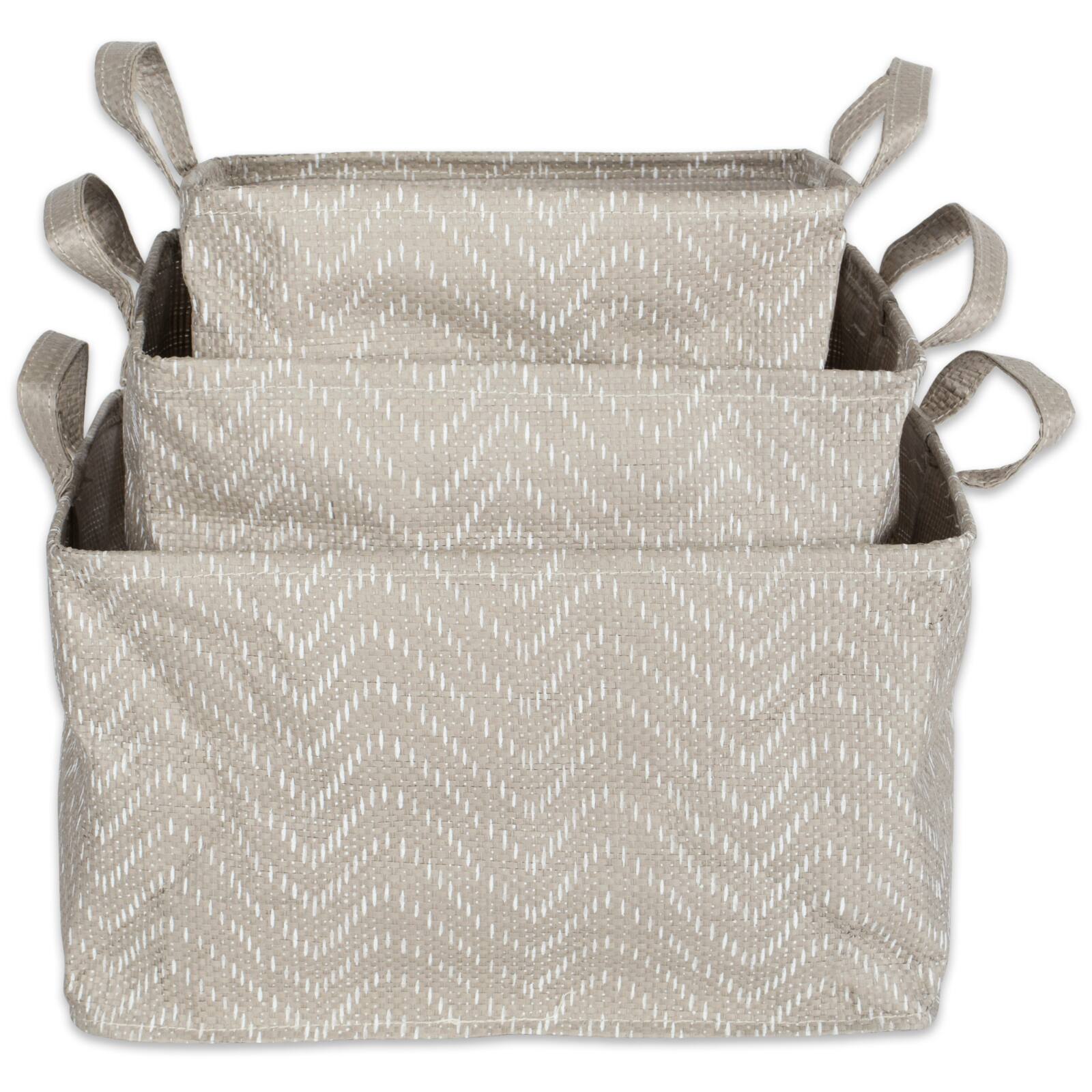 DII® Medium Stone & Cream Tribal Chevron PE-Coated Woven Paper Laundry Bin, 2ct.