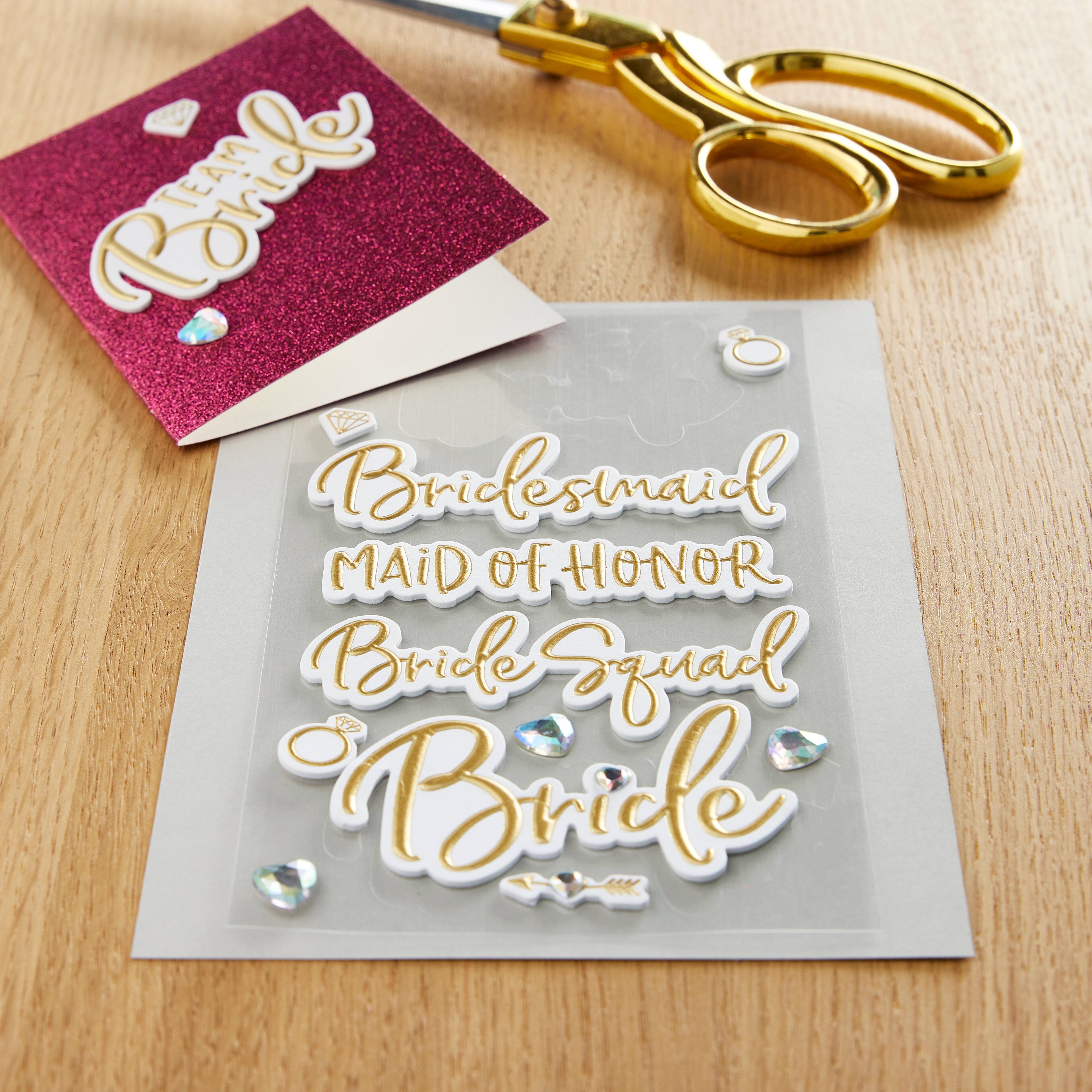 12 Pack: Bridal Party Wedding Dimensional Stickers by Recollections&#x2122;