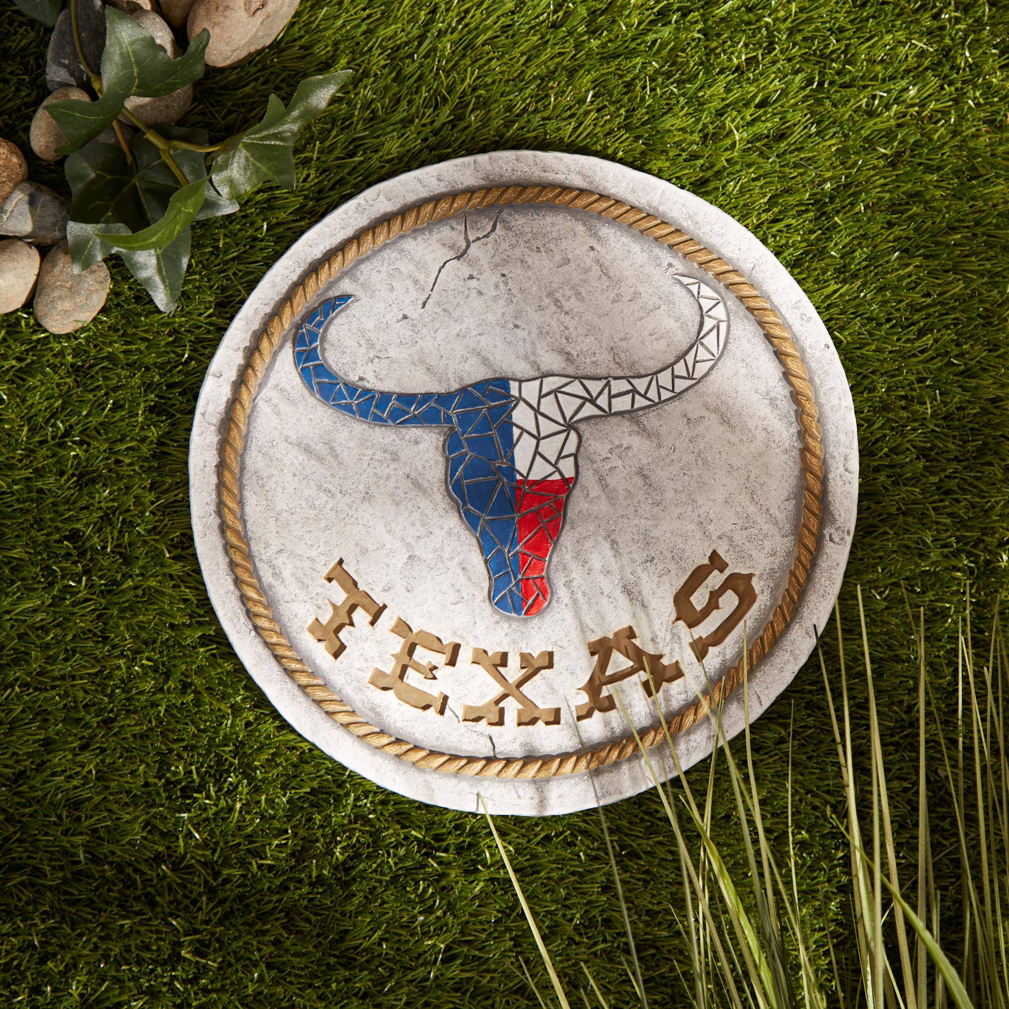 10&#x22; Texas Longhorn Flag Cement Stepping Stone 