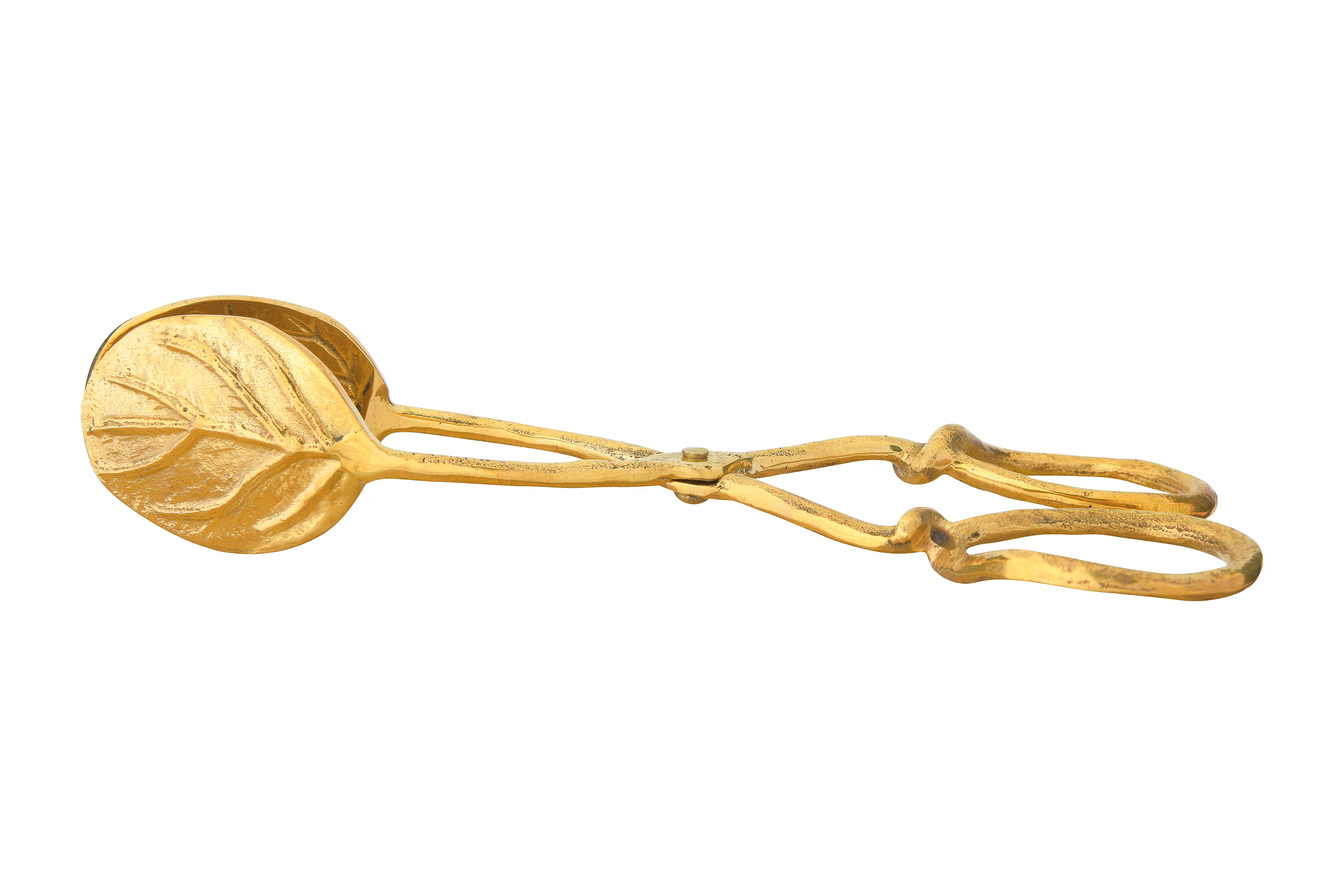 8&#x22; Gold Embossed Leaf Shaped Tongs