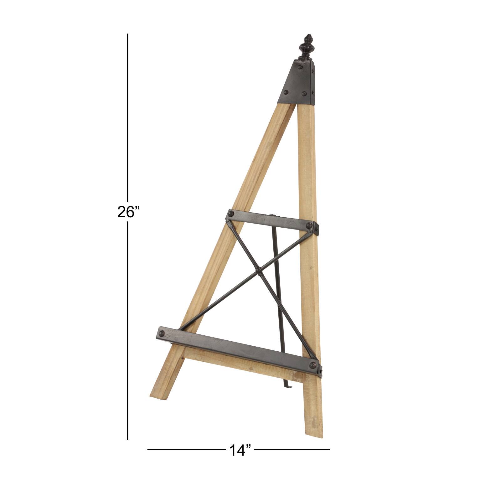 Light Brown Iron Industrial Easel, 26" x 14" x 9"