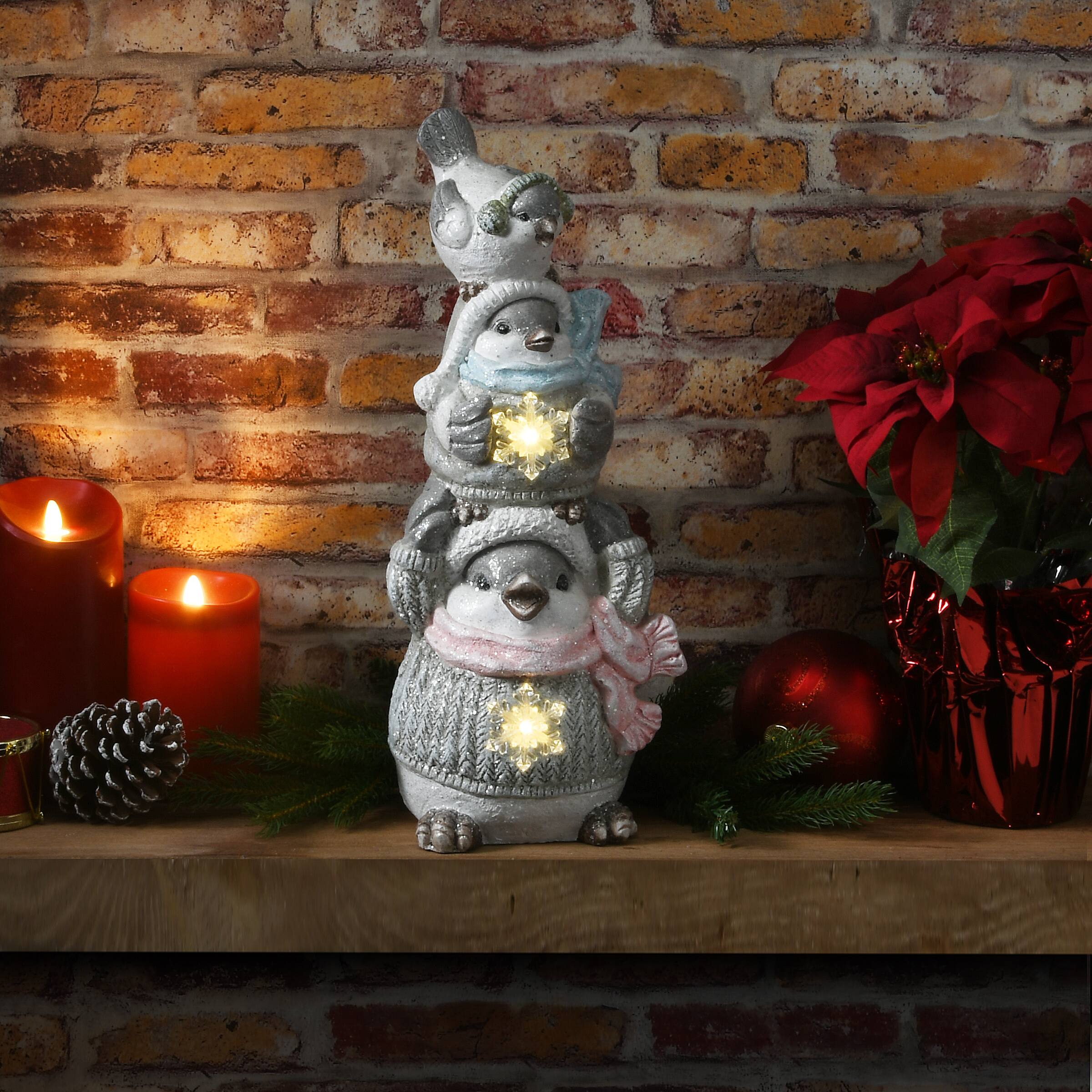 18&#x22; Lighted Stacked Bird Trio Set