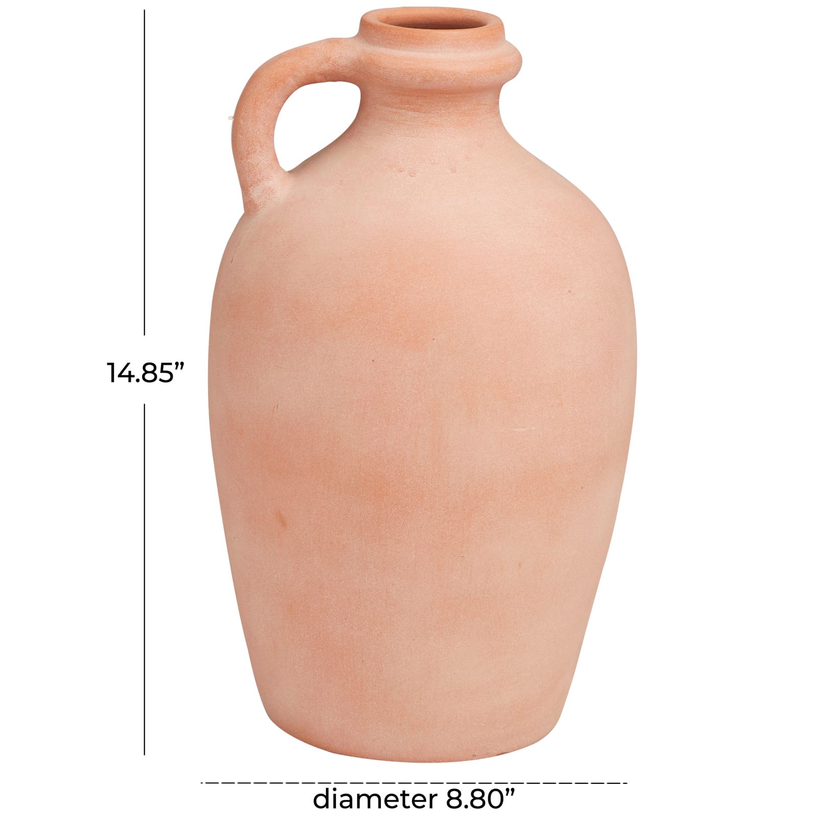 15" Orange Terracotta Jug Vase with Handle