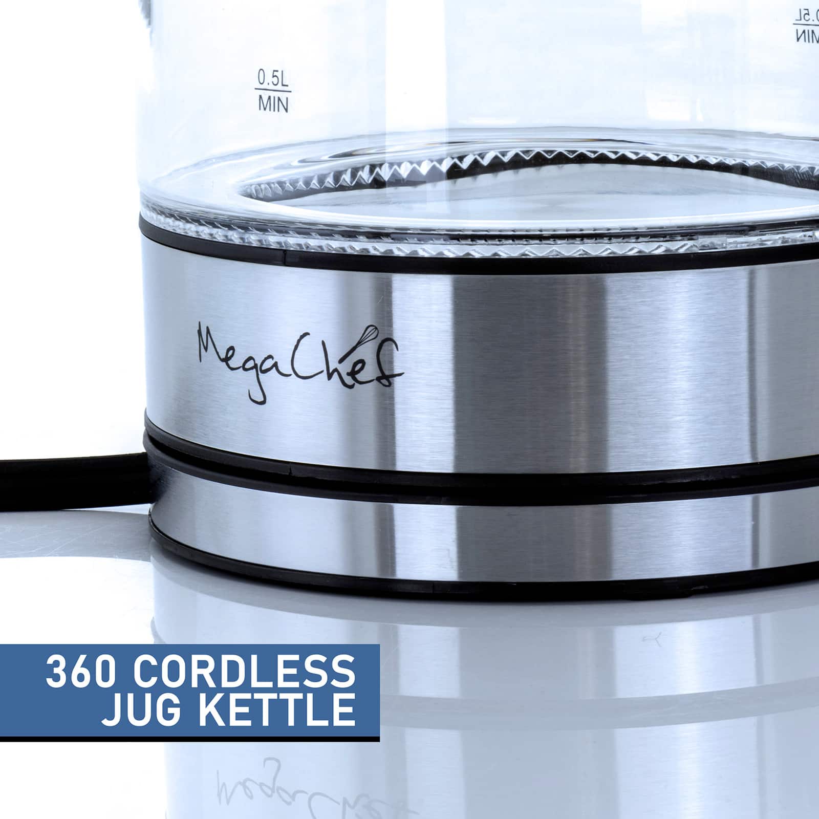 MegaChef 1.8L Glass Body & Stainless Steel Electric Tea Kettle