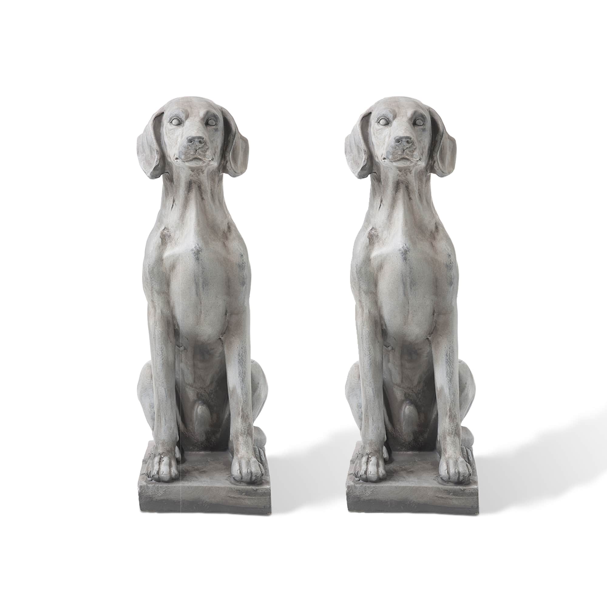 Glitzhome® 28.25" Light Gray Sitting Labrador Retriever Dog Statues, 2ct.