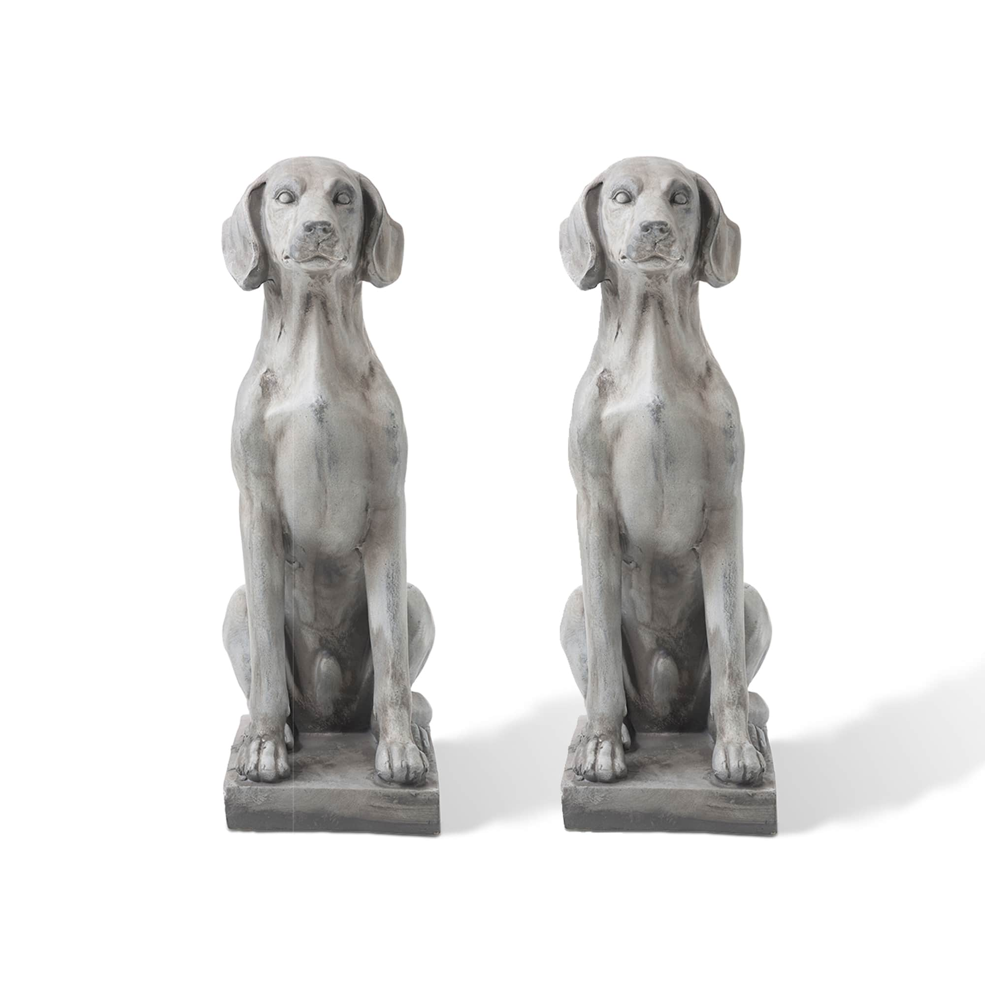 Glitzhome&#xAE; 28.25&#x22; Light Gray Sitting Labrador Retriever Dog Statues, 2ct.