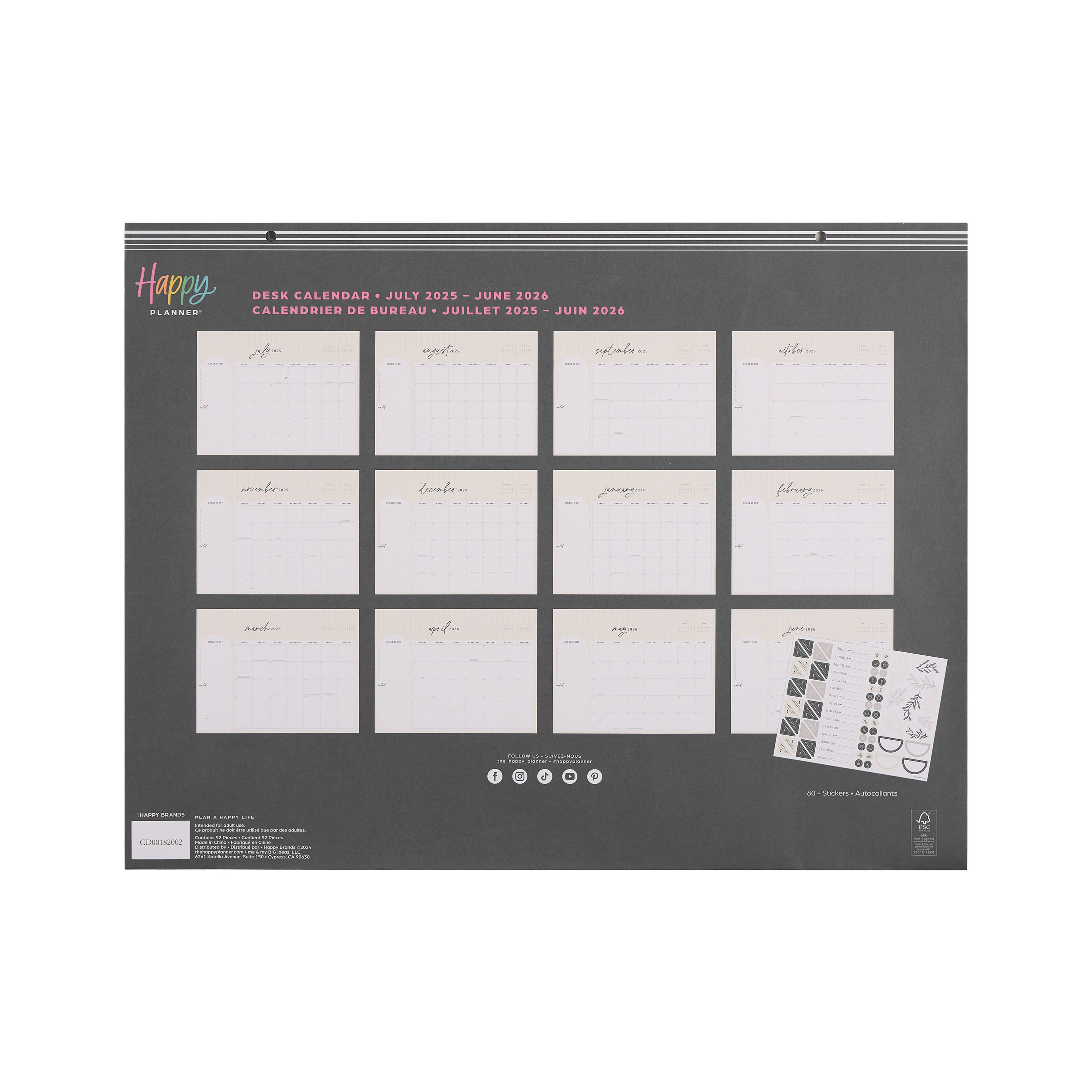 The Happy Planner&#xAE; Sharp Studies 12-Month Desk Calendar