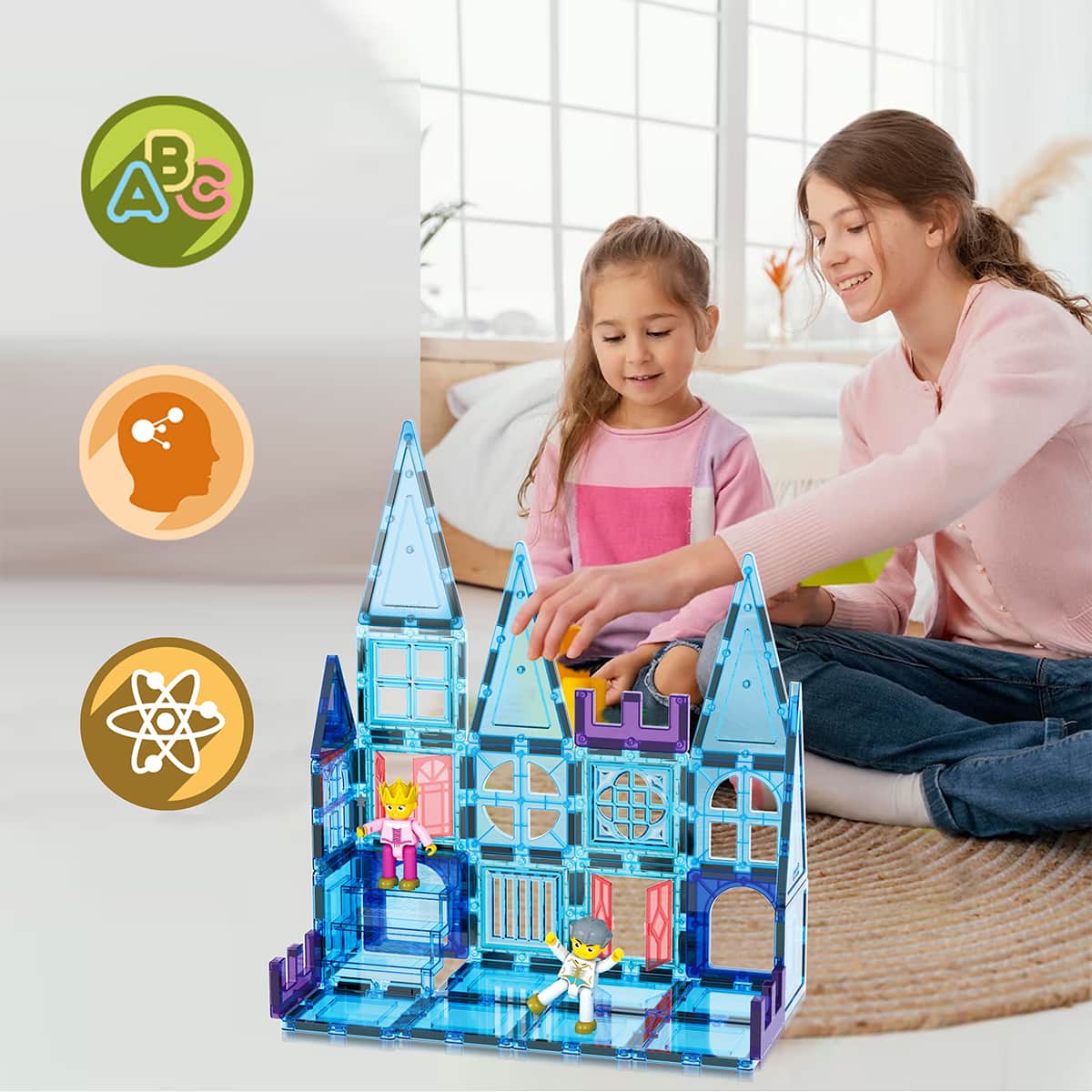 PicassoTiles&#xAE; 72 Piece Ice Castle Magnetic Tile Building Set