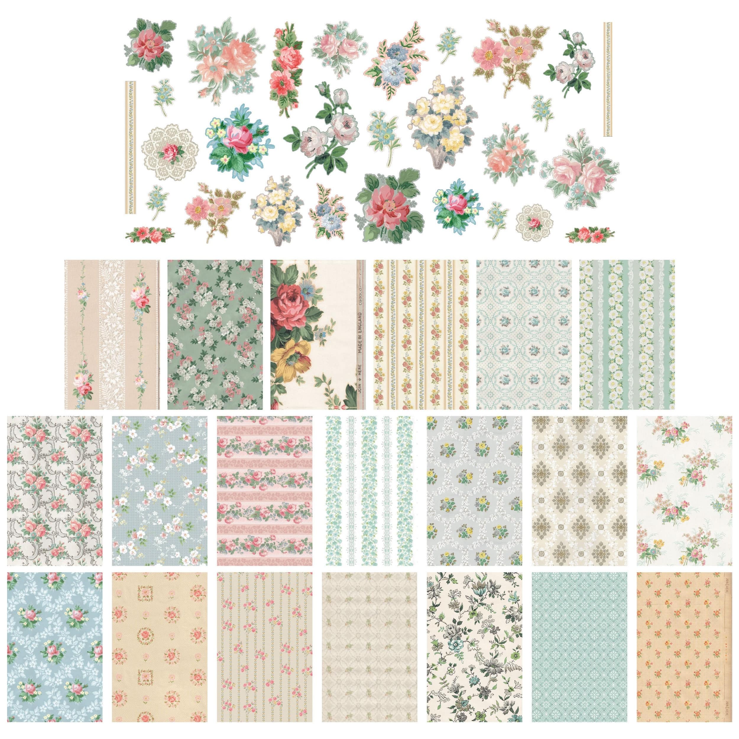 Idea-Ology Worn Wallpaper Scraps 49/Pkg-