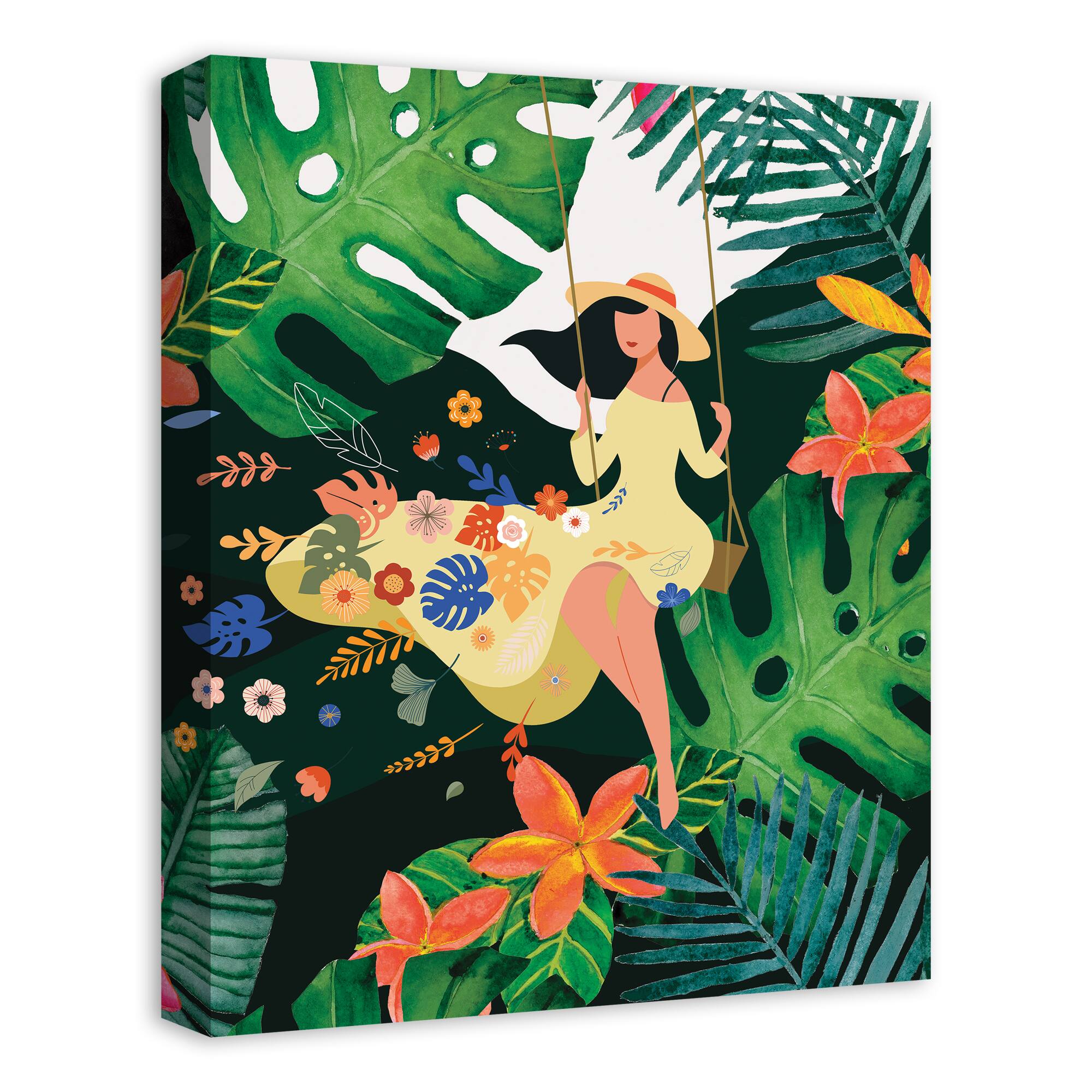 Jungle Swing Girl Canvas Wall Art