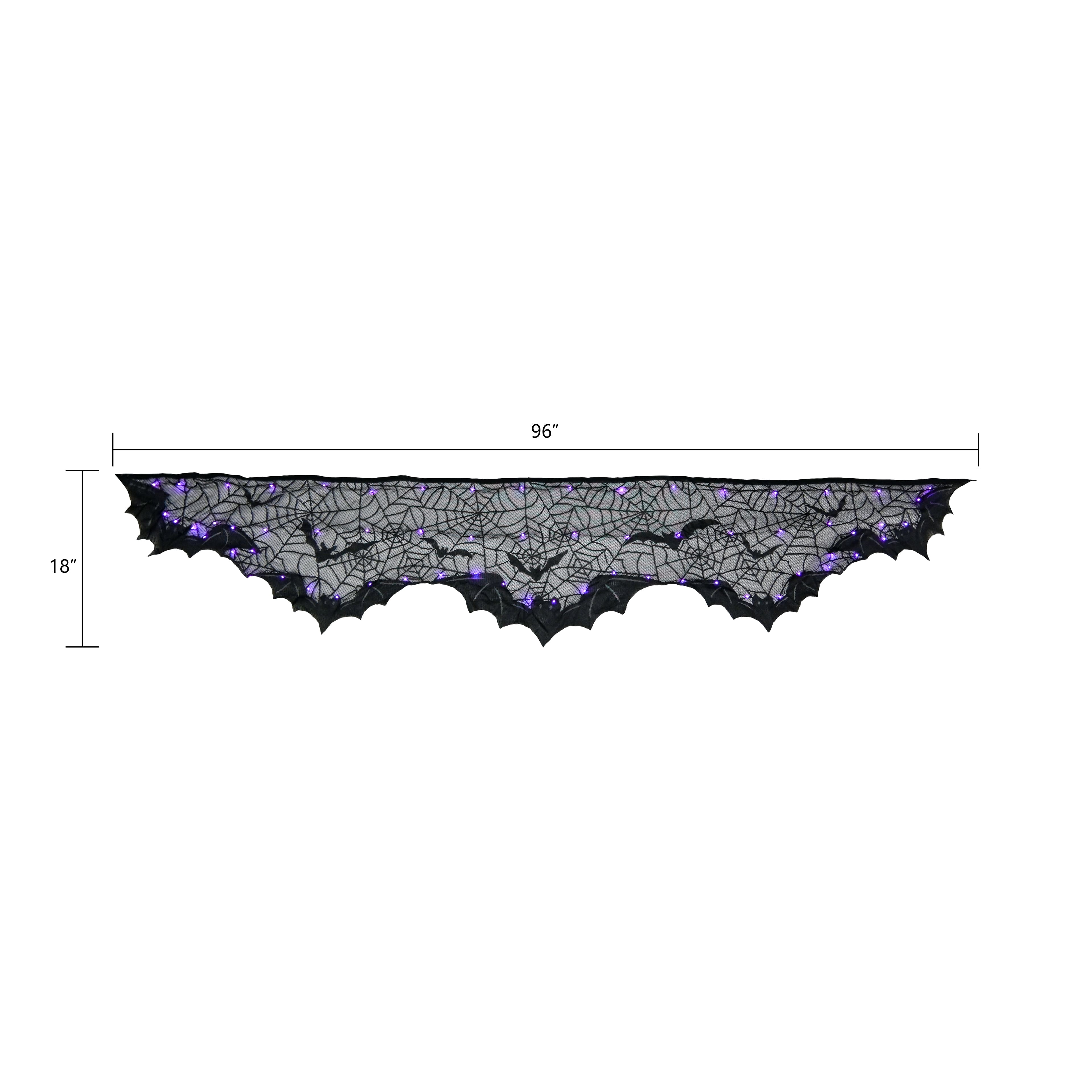 96&#x22; Black Bat LED Lighted Mantel Scarf by Ashland&#xAE;