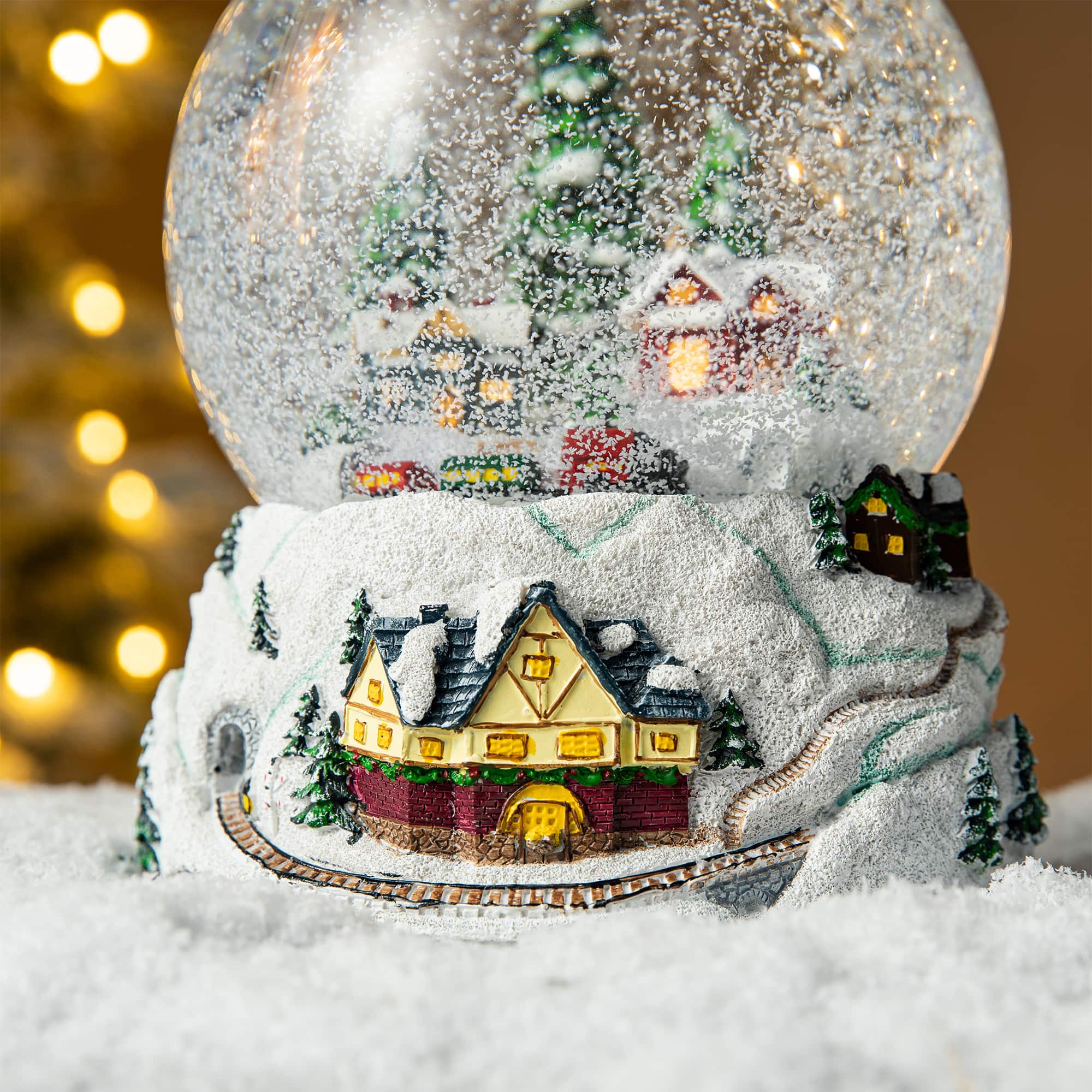 Glitzhome&#xAE; 8&#x22; Lighted Musical Snowflakes Village Waterglobe
