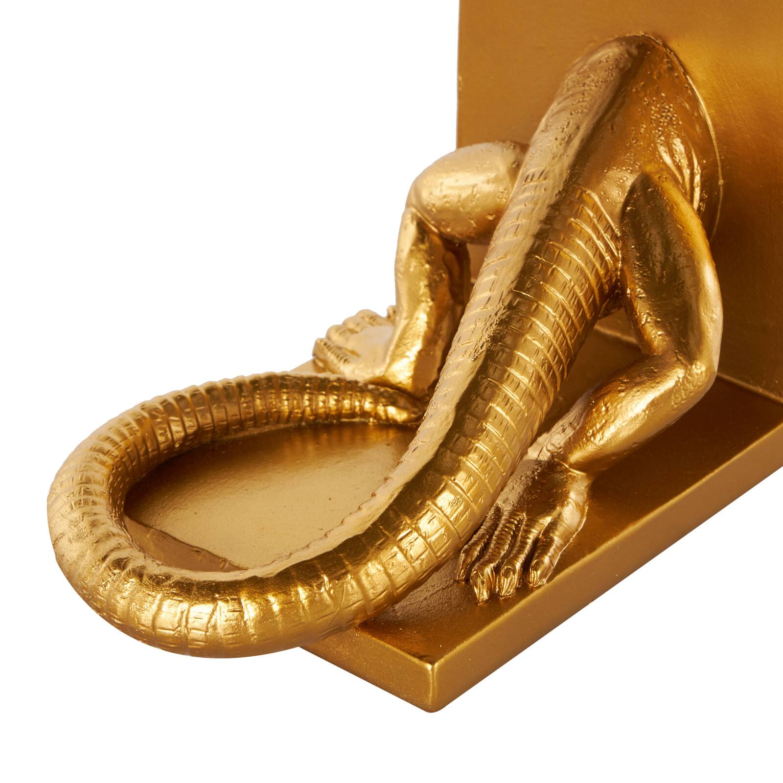6" Gold Lizard Crawling Decorative Bookend Set