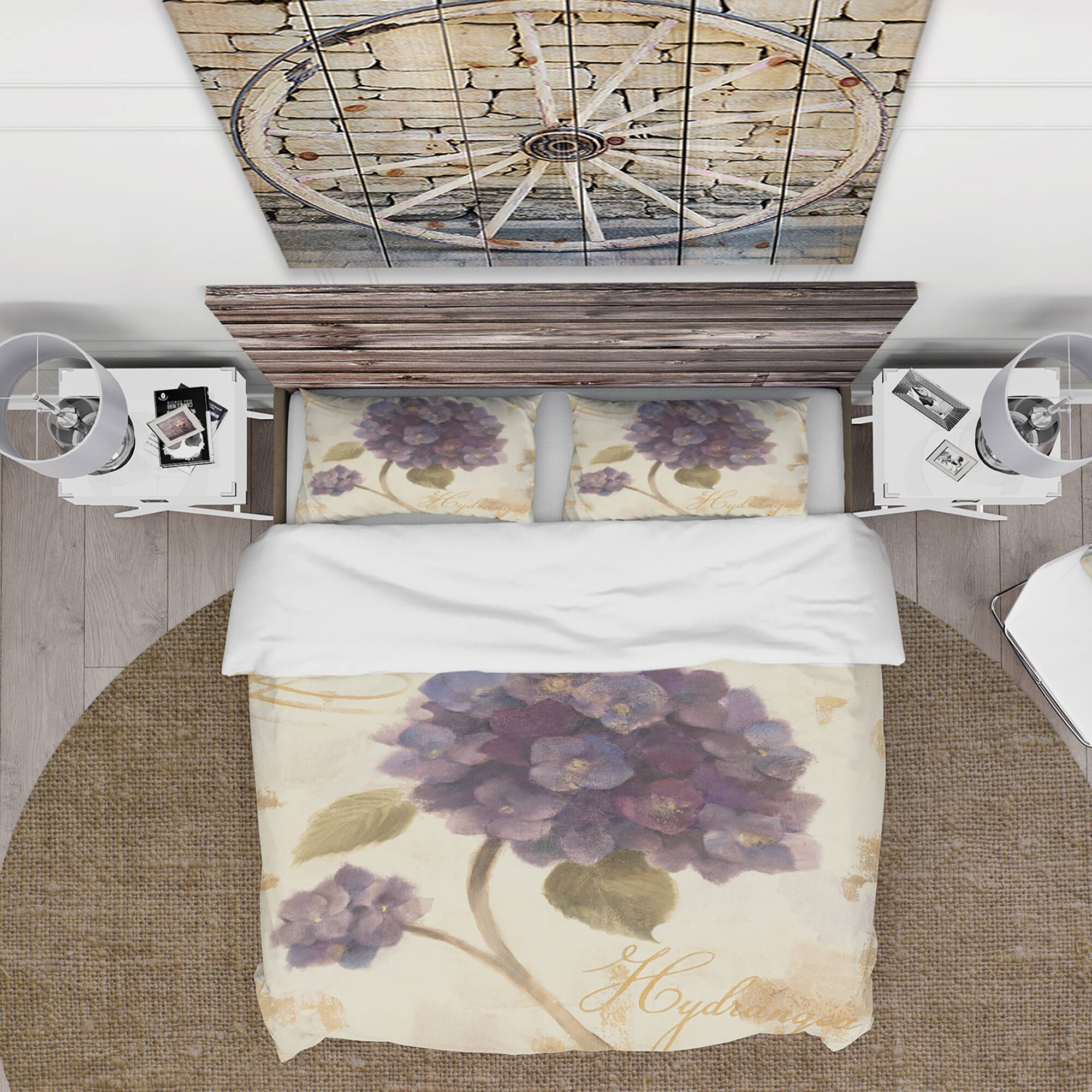 Designart 'Abundant Hydrangea Flower II' Cottage Bedding Set - Duvet Cover & Shams