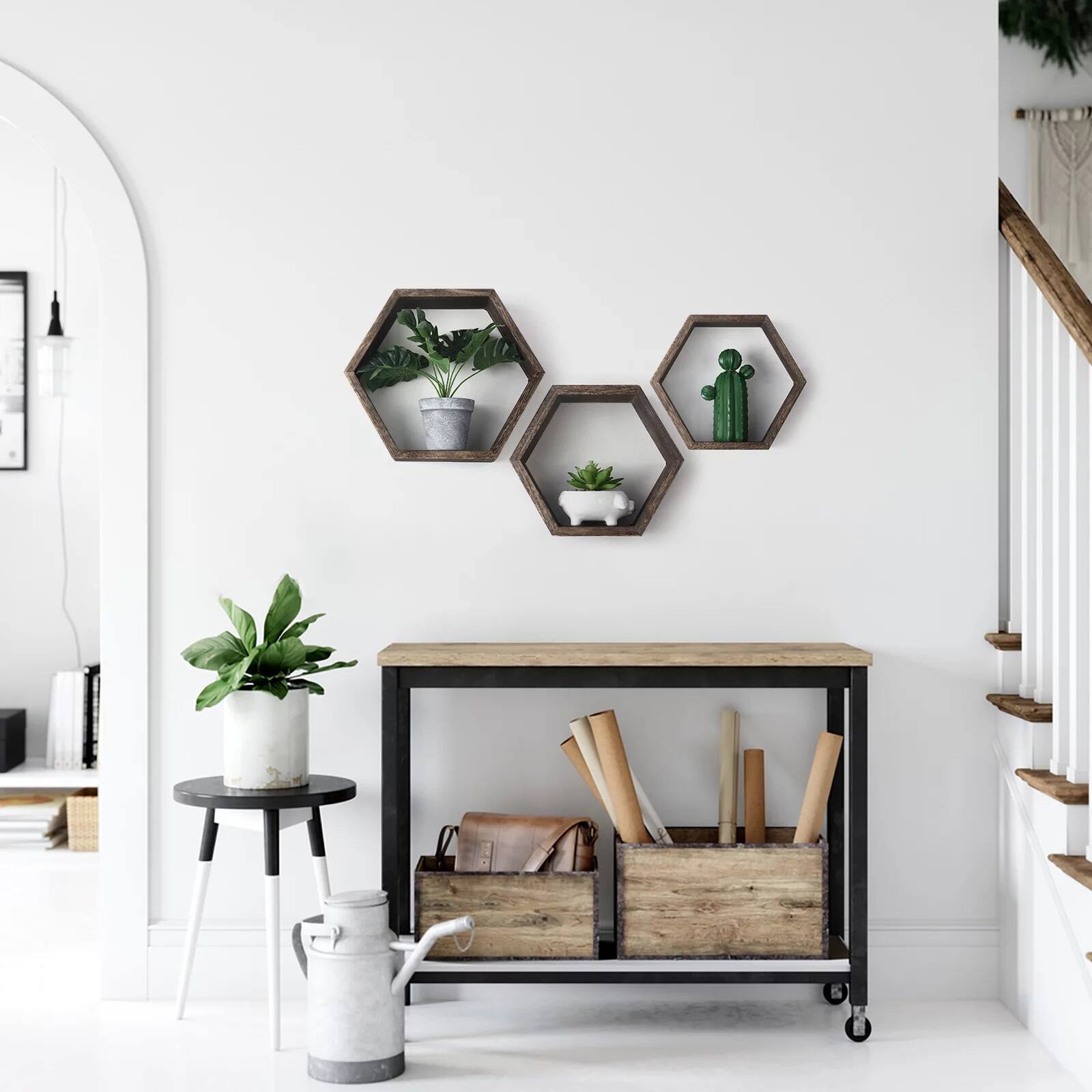 Rustic Dark Brown Floating Shelf Set