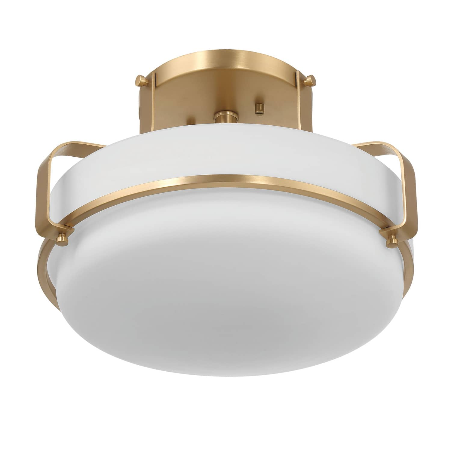 Chatsworth White &#x26; Gold Etched Opal Glass &#x26; Metal Semi-Flush Mount Ceiling Light