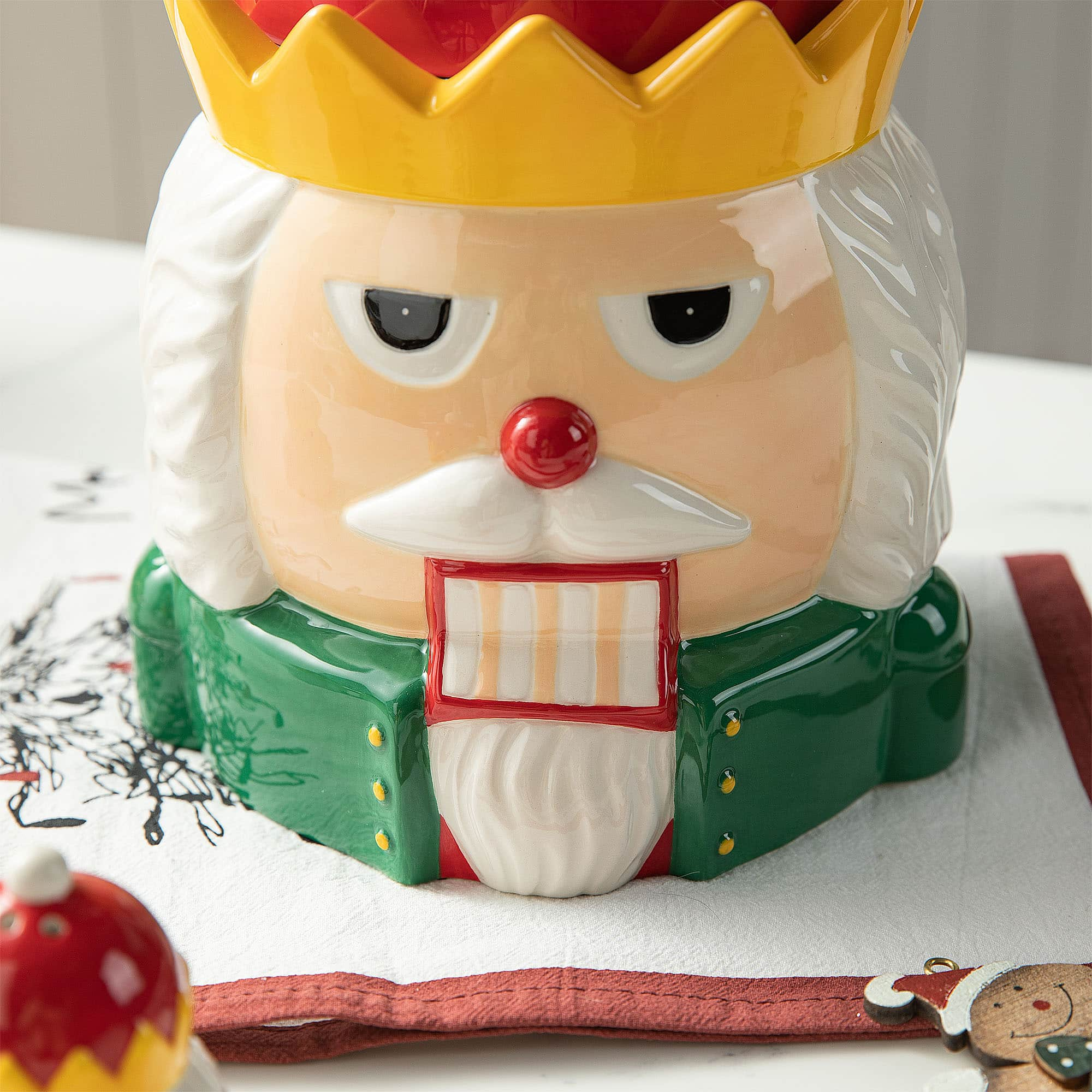 Glitzhome&#xAE; Dolomite Christmas Nutcracker Cookie Jar Set