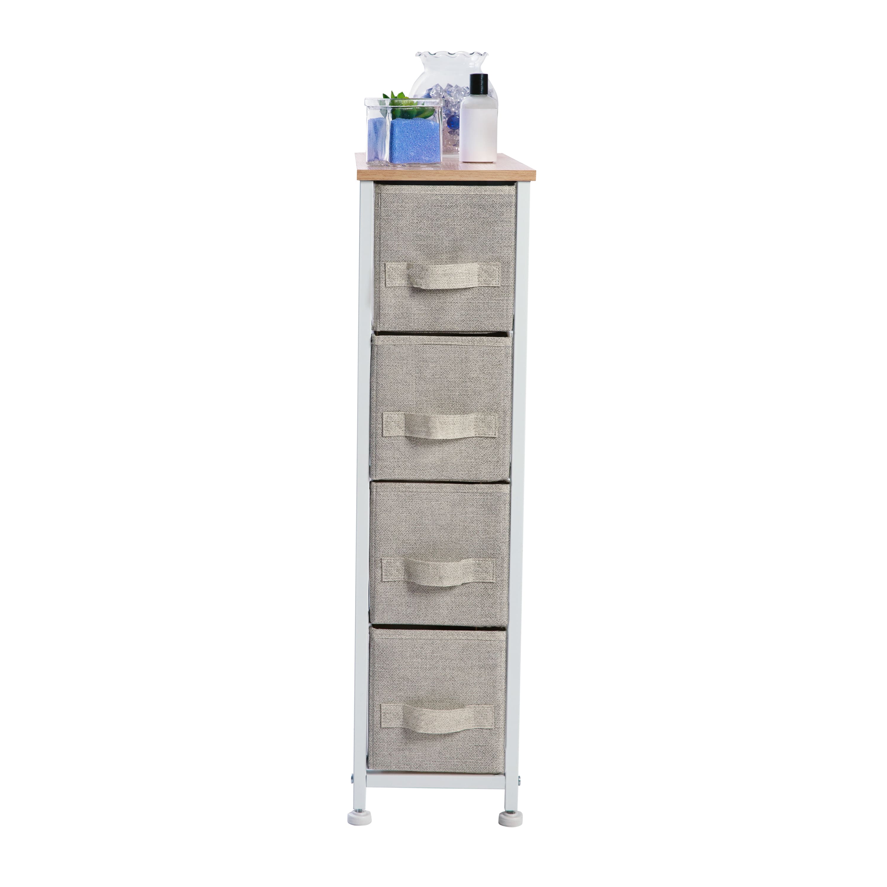 Simplify Beige 4 Drawer Narrow Storage Chest