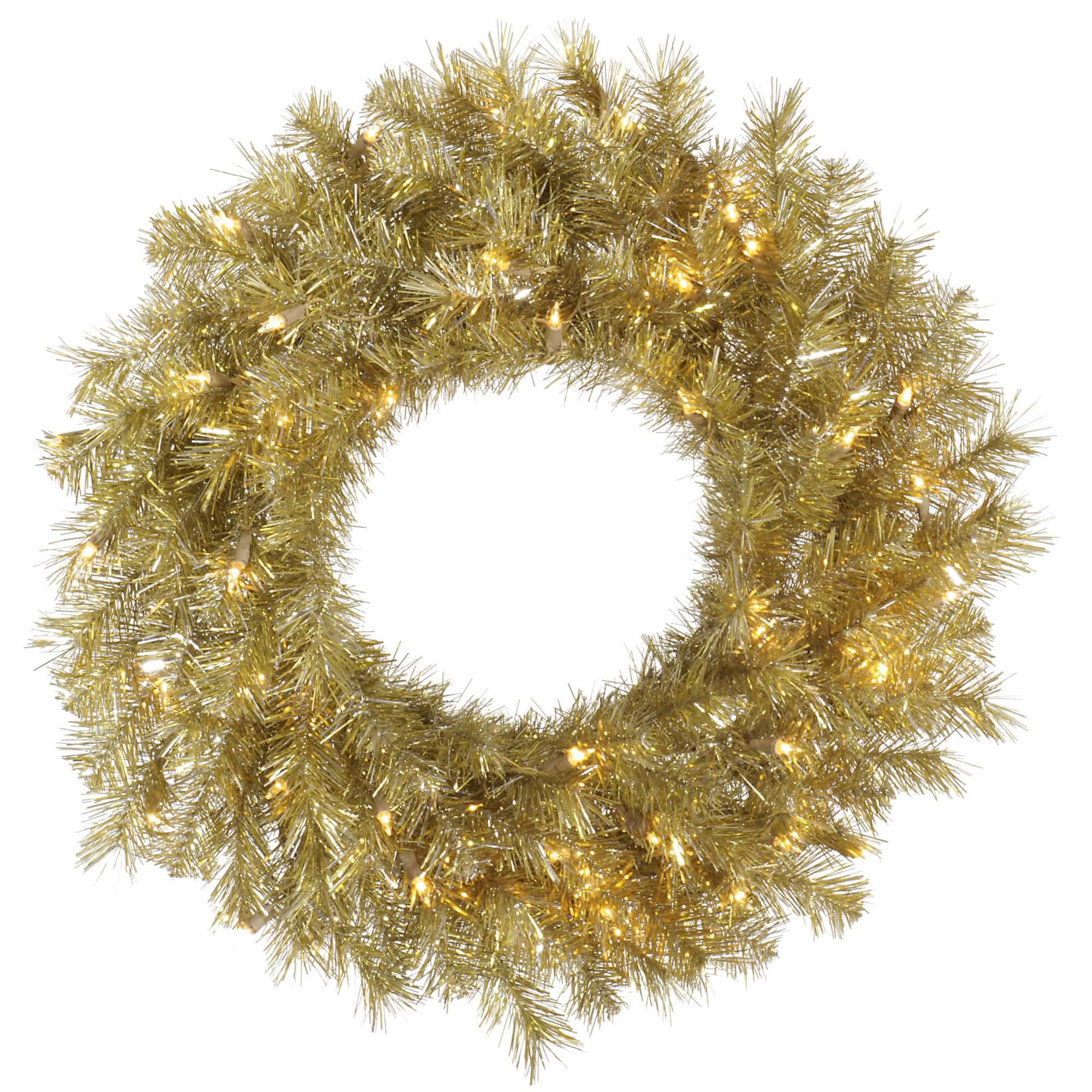 30" Clear DuraLit® Gold & Silver Tinsel Wreath Lighted Christmas