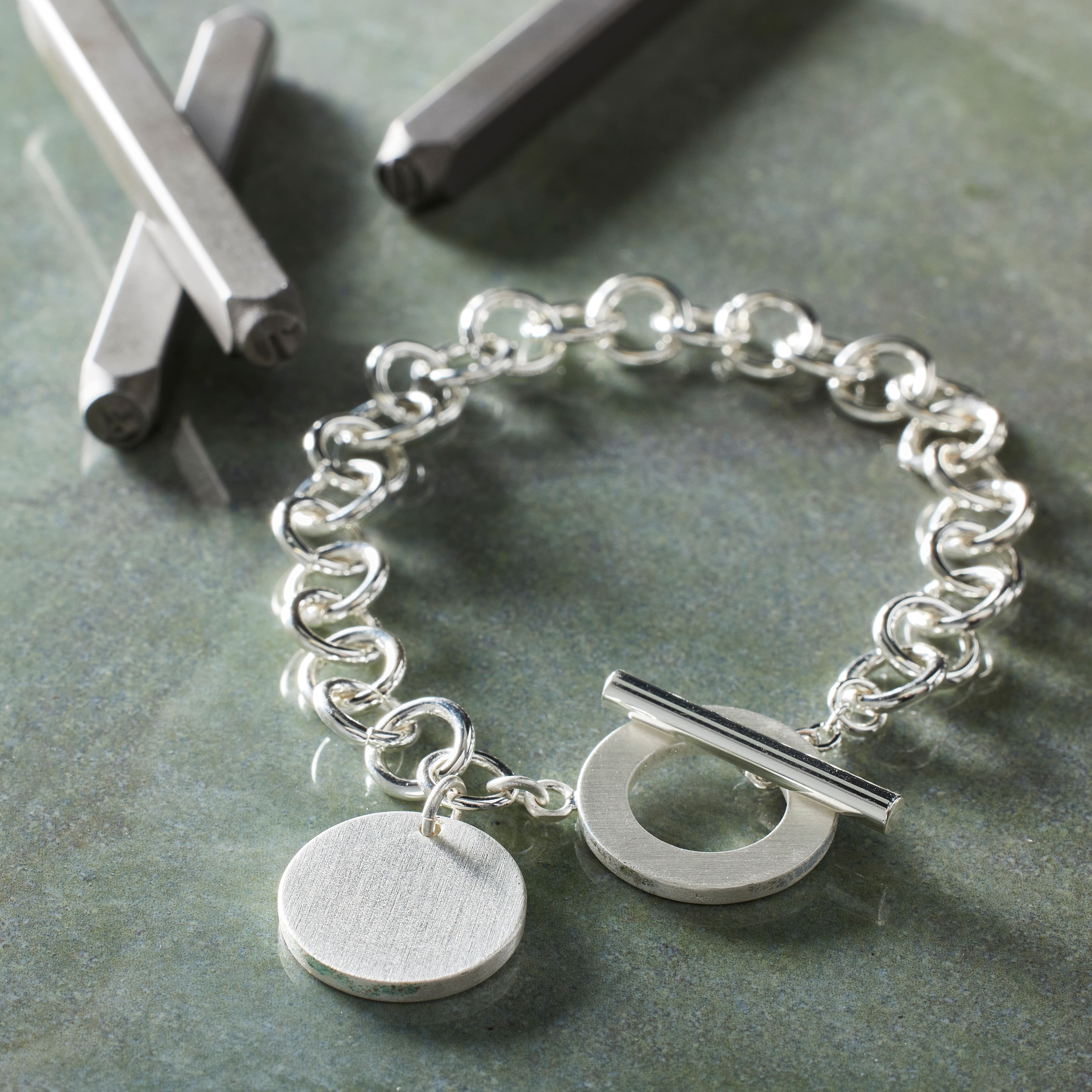 ImpressArt&#xAE; Personal Impressions&#x2122; Silver Engravable Washer Charm Bracelet