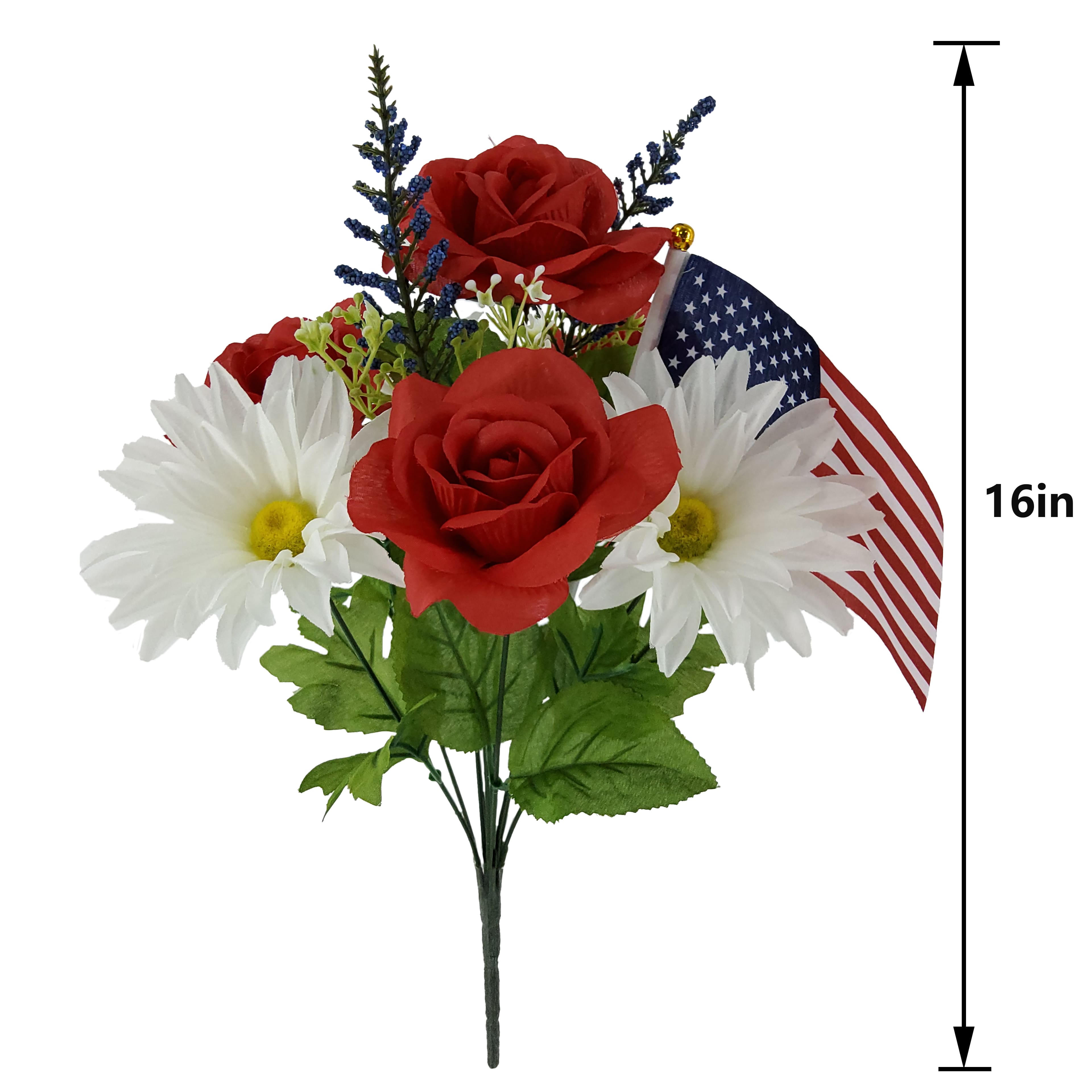 Red, White &#x26; Blue Rose Bush with Flag by Celebrate It&#x2122;