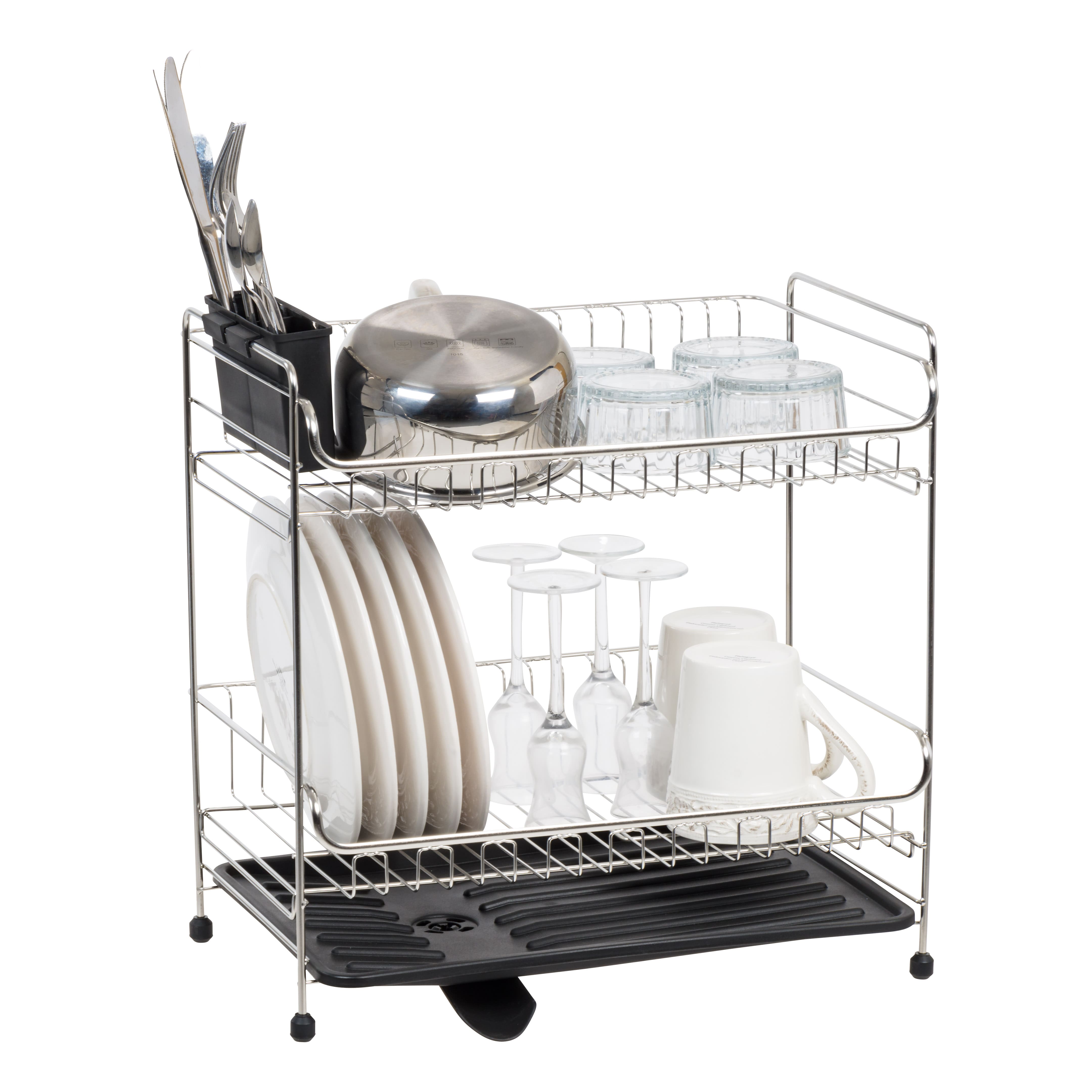 IRIS&#xAE; 15.75&#x22; Stainless Steel 2-Tier Dish Rack