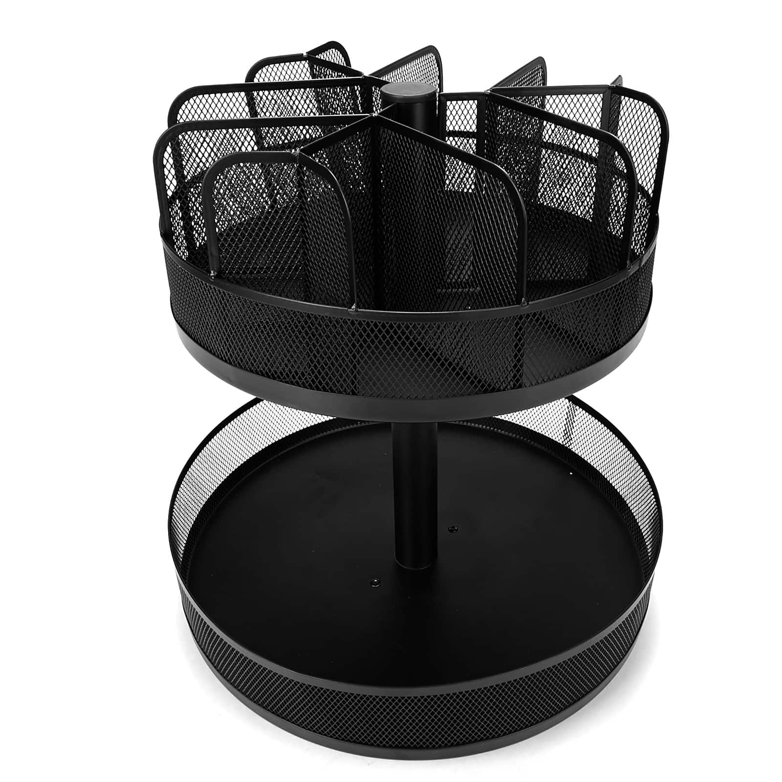 Mind Reader Black Metal Mesh 2-Tier Lazy Susan Granola Bar and Snack Organizer
