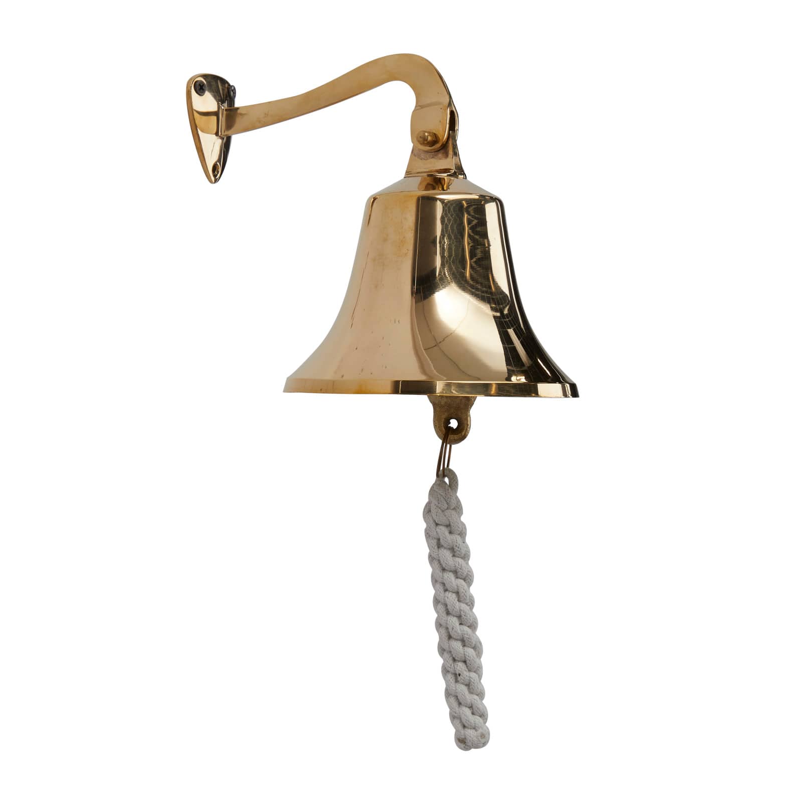 7.5&#x22; Gold Nautical Bell Wall Accent with Rope Pull