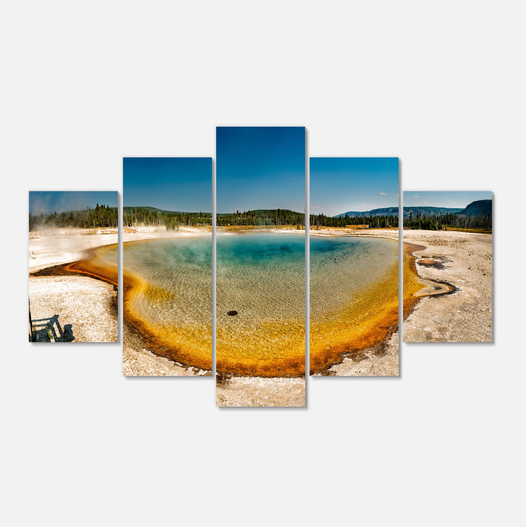 Designart - Yellowstone Heat Pool Panorama - Landscape Print Wall Artwork