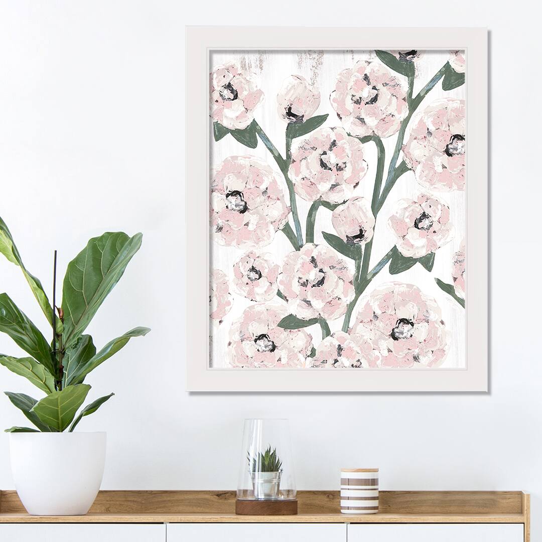 16" x 20" Farmhouse Floral Pattern White Framed Print Wall Art