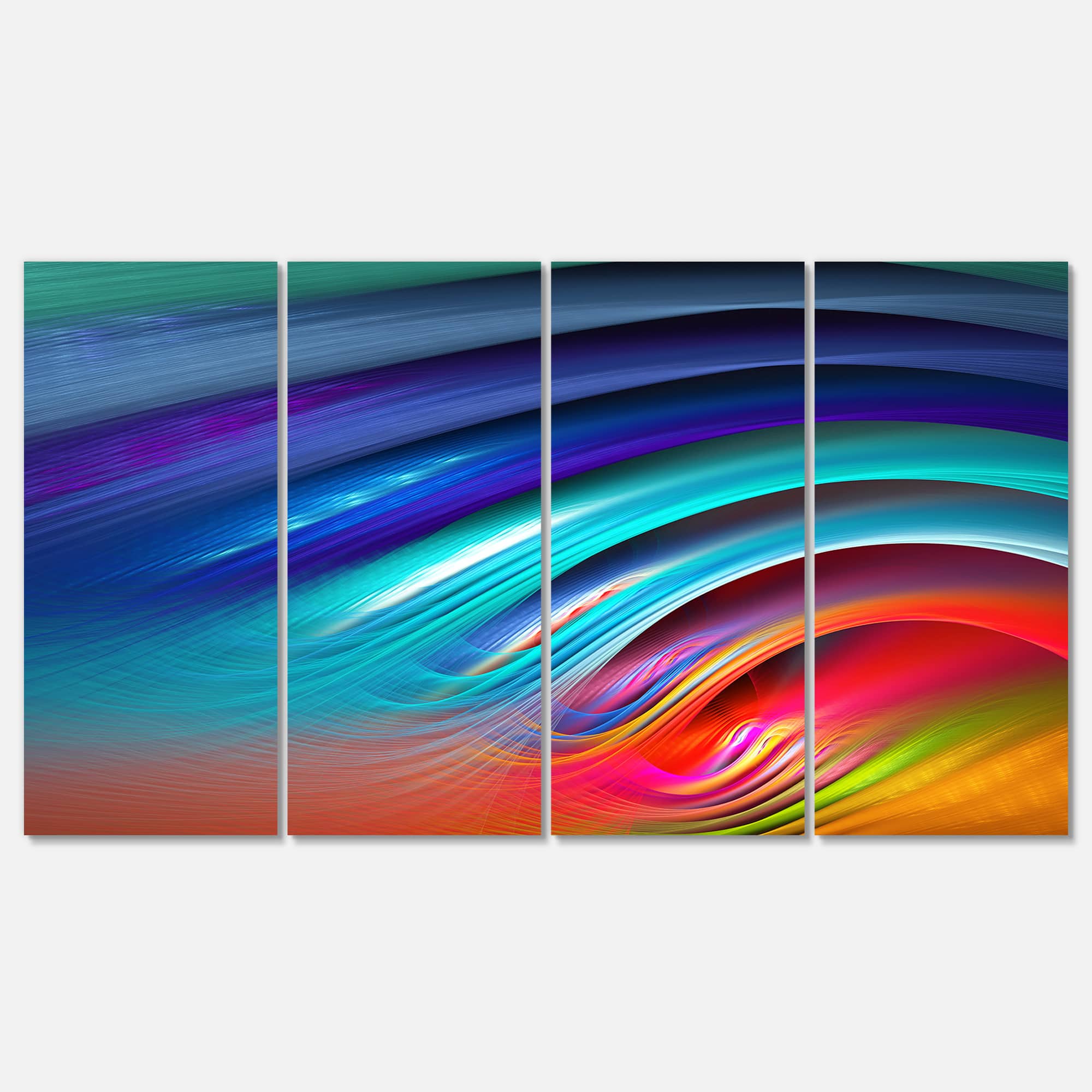Designart - Beautiful Fractal Rainbow Waves - Floral Canvas Art Print
