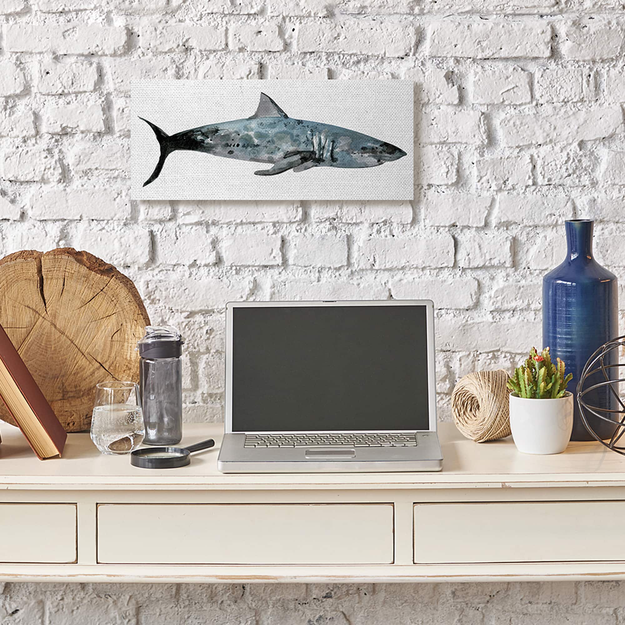 Stupell Industries Watercolor Shark Canvas Wall Art