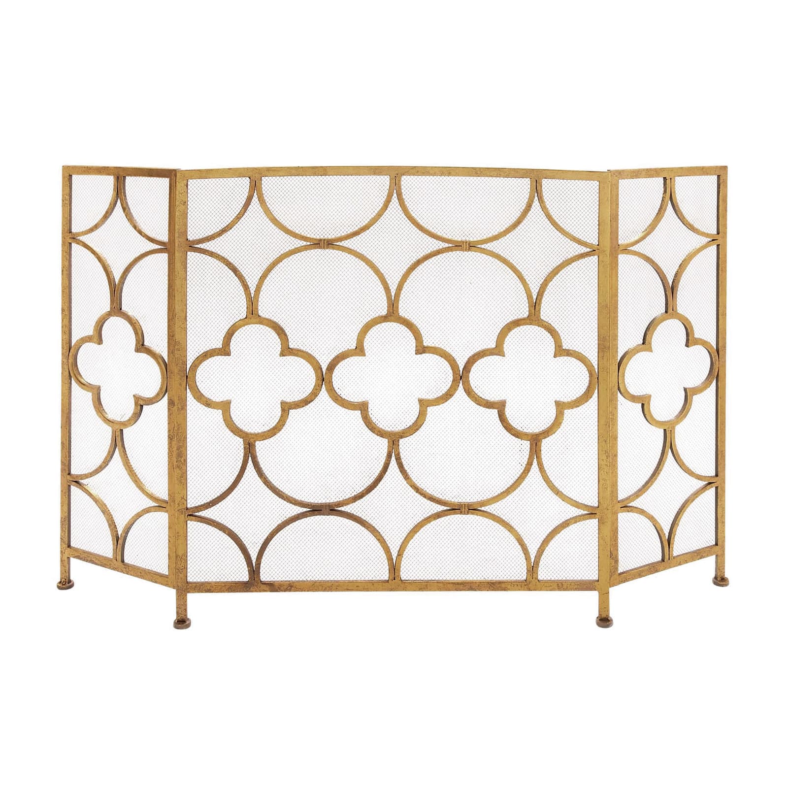 Gold Metal Contemporary Fireplace Screen, 35" x 50" x 1"