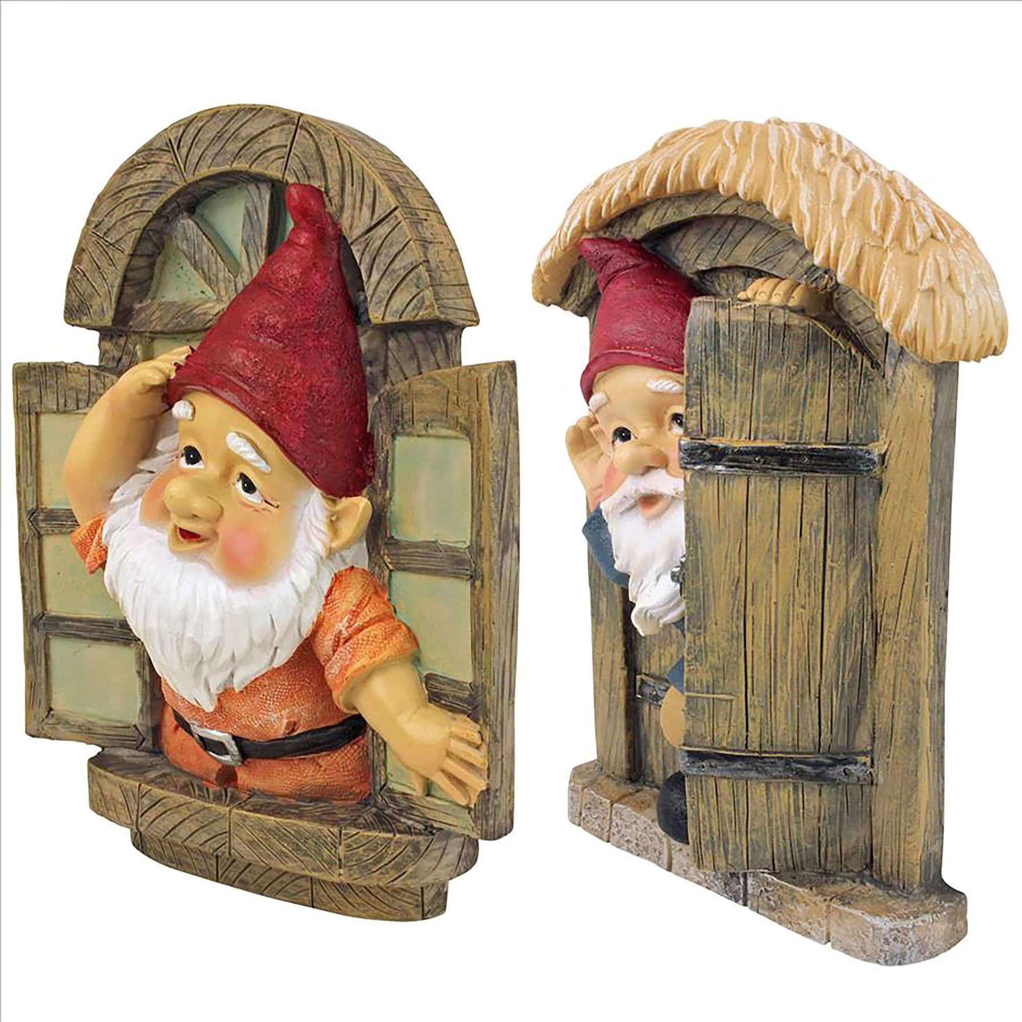 Design Toscano 9&#x22; Window &#x26; Door Garden Tree Gnomes Set