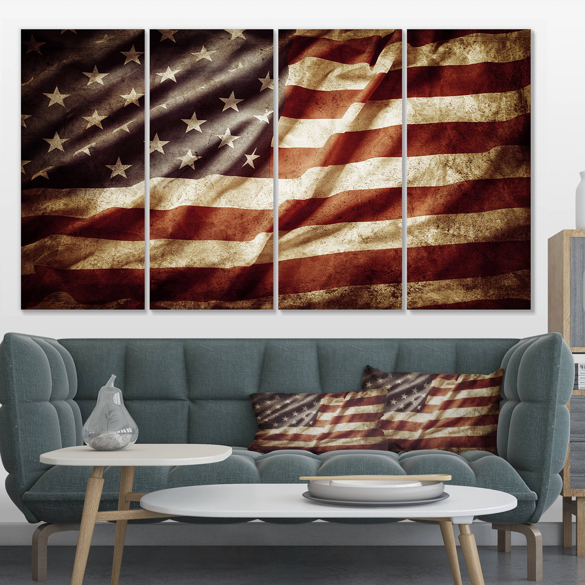 Designart - American Flag - Contemporary Canvas Art Print