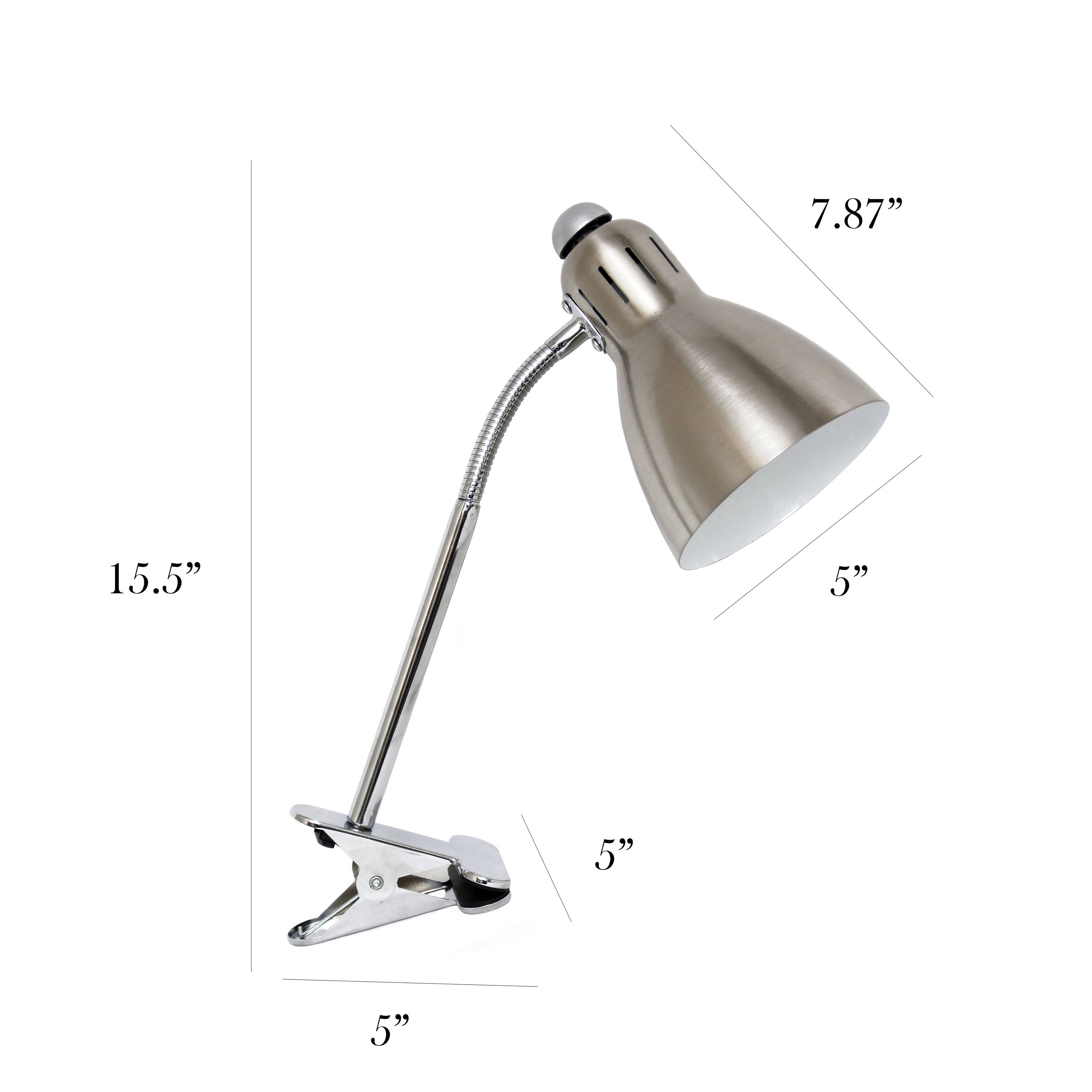 Simple Designs™ 15.5" Brush Nickel Adjustable Clip Light Desk Lamp