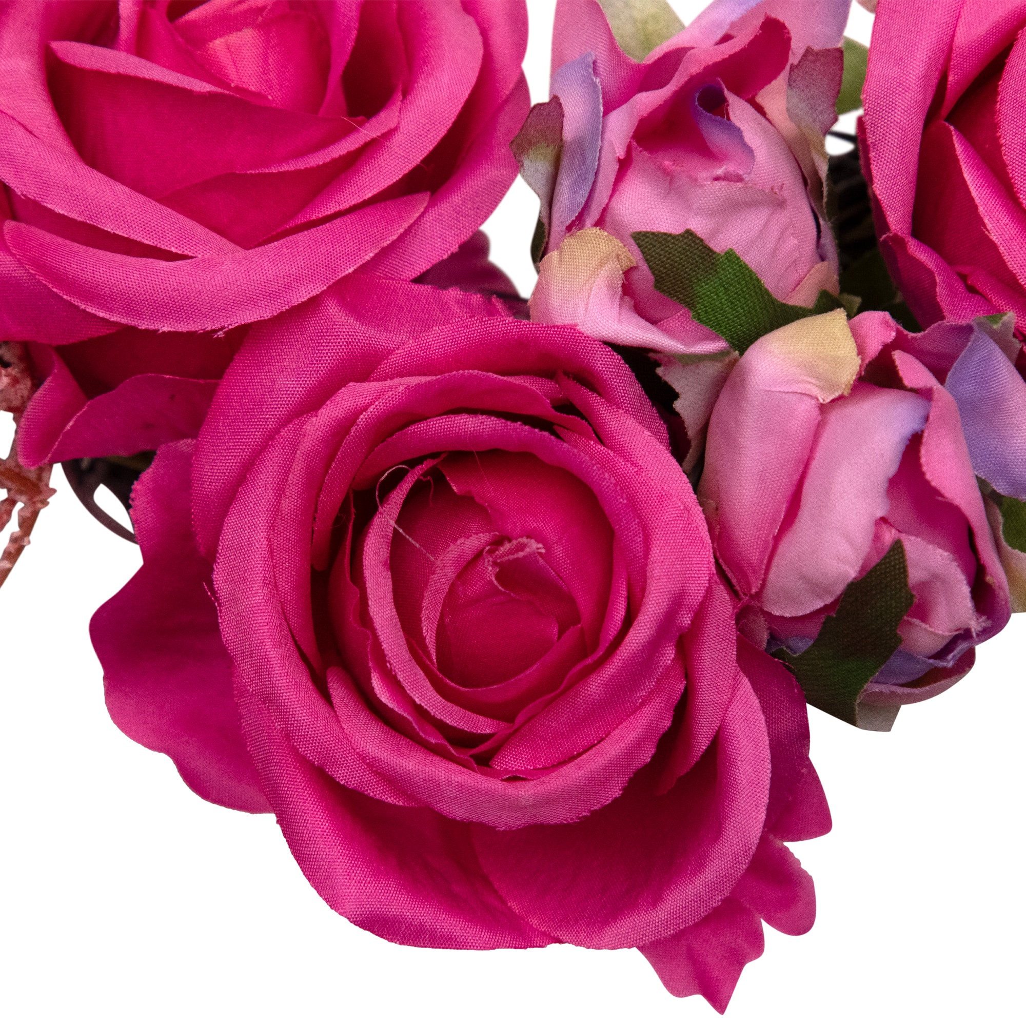 16" Pink Blooming Rose Buds Artificial Heart Shaped Valentine's Day Wreath