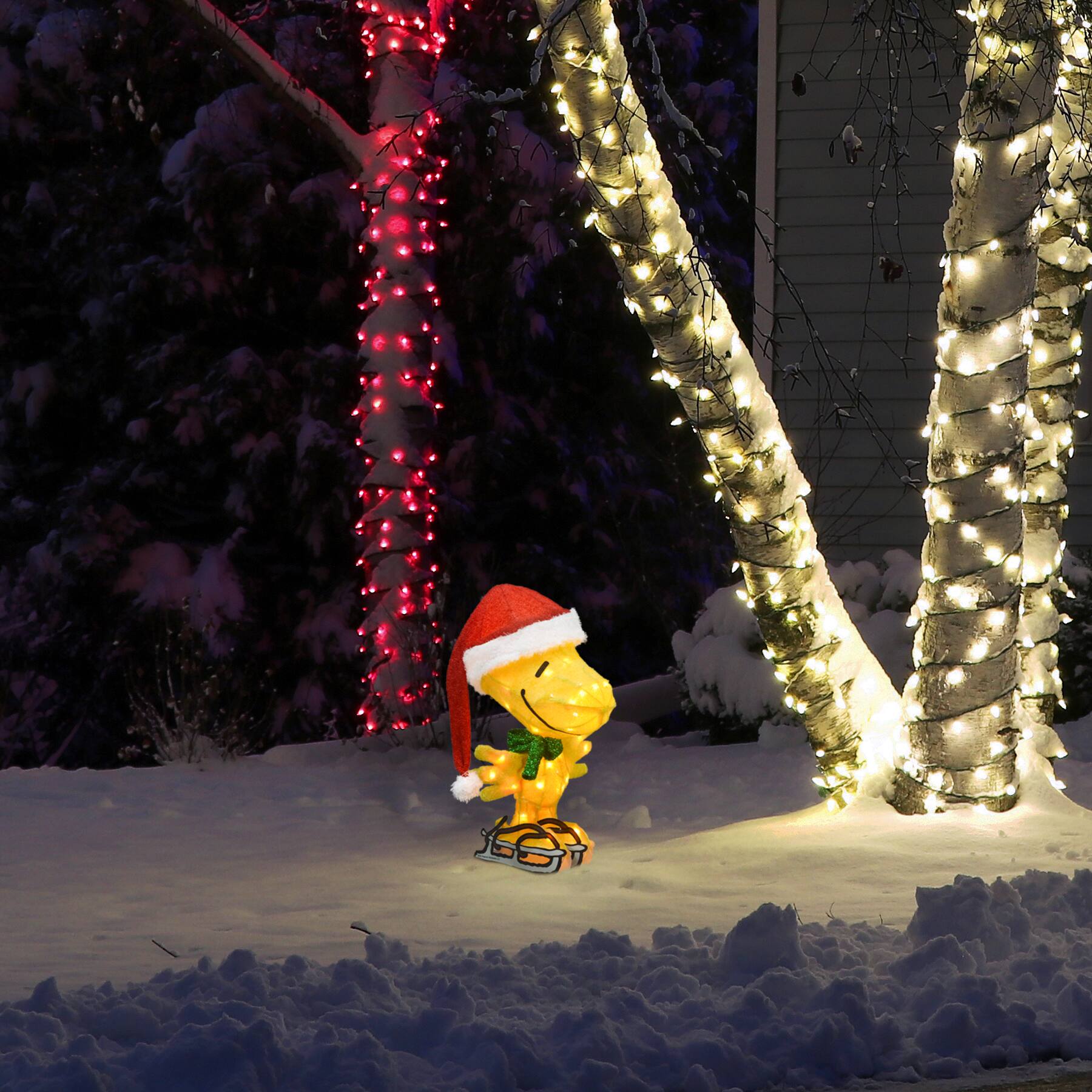 Peanuts® 20" 3D Pre-Lit Skating Woodstock Yard Décor
