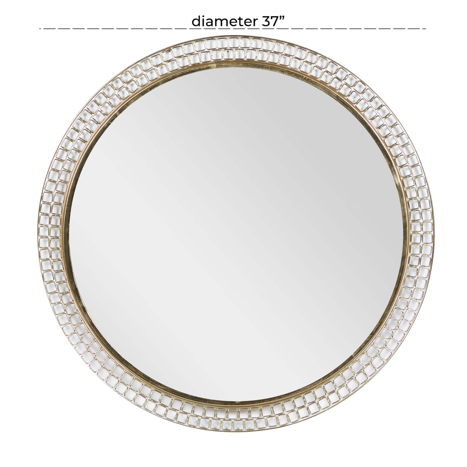 37&#x22; Gold Metal Contemporary Round Wall Mirror