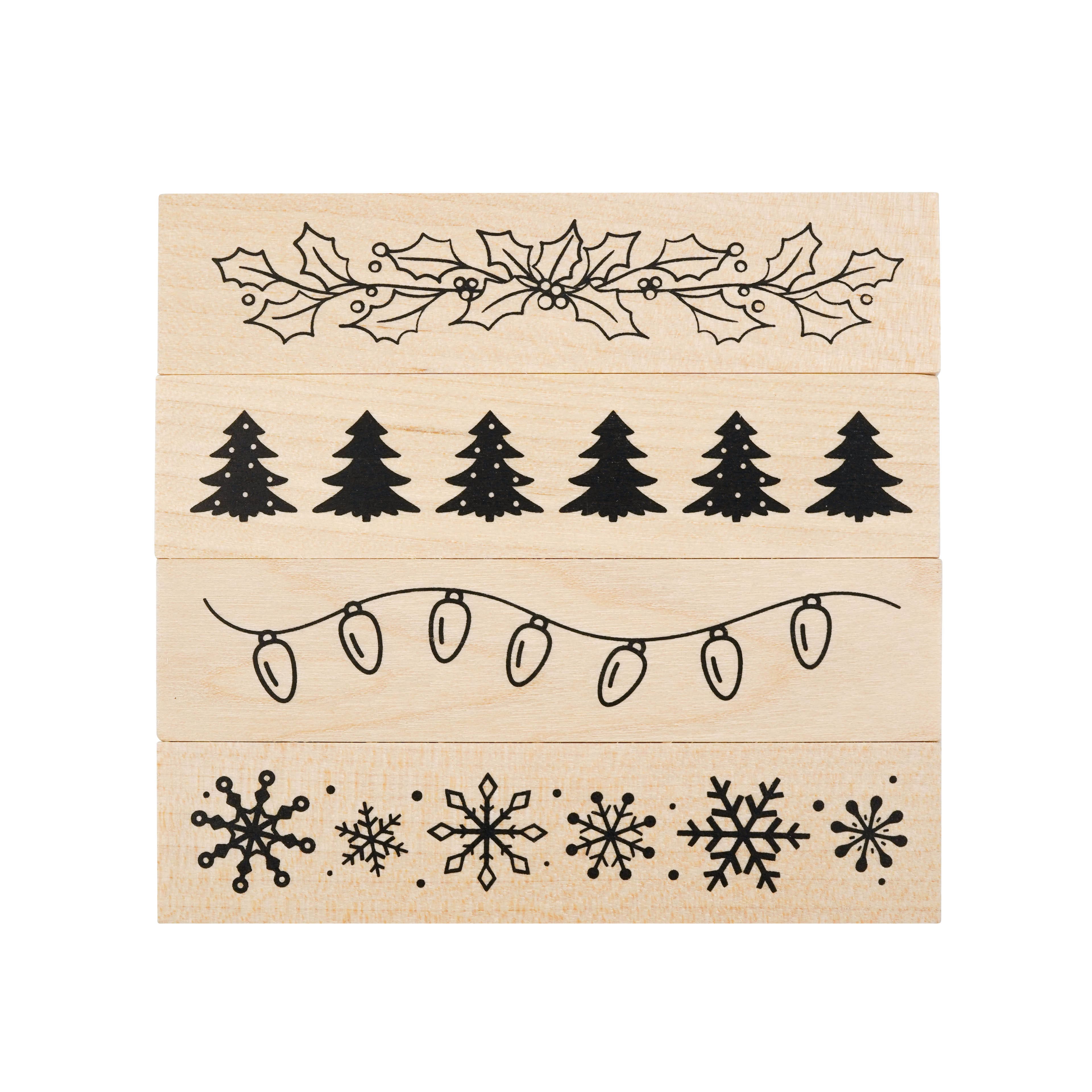 Christmas Icons 4 Piece Wood Stamp Set by Recollections&#x2122;