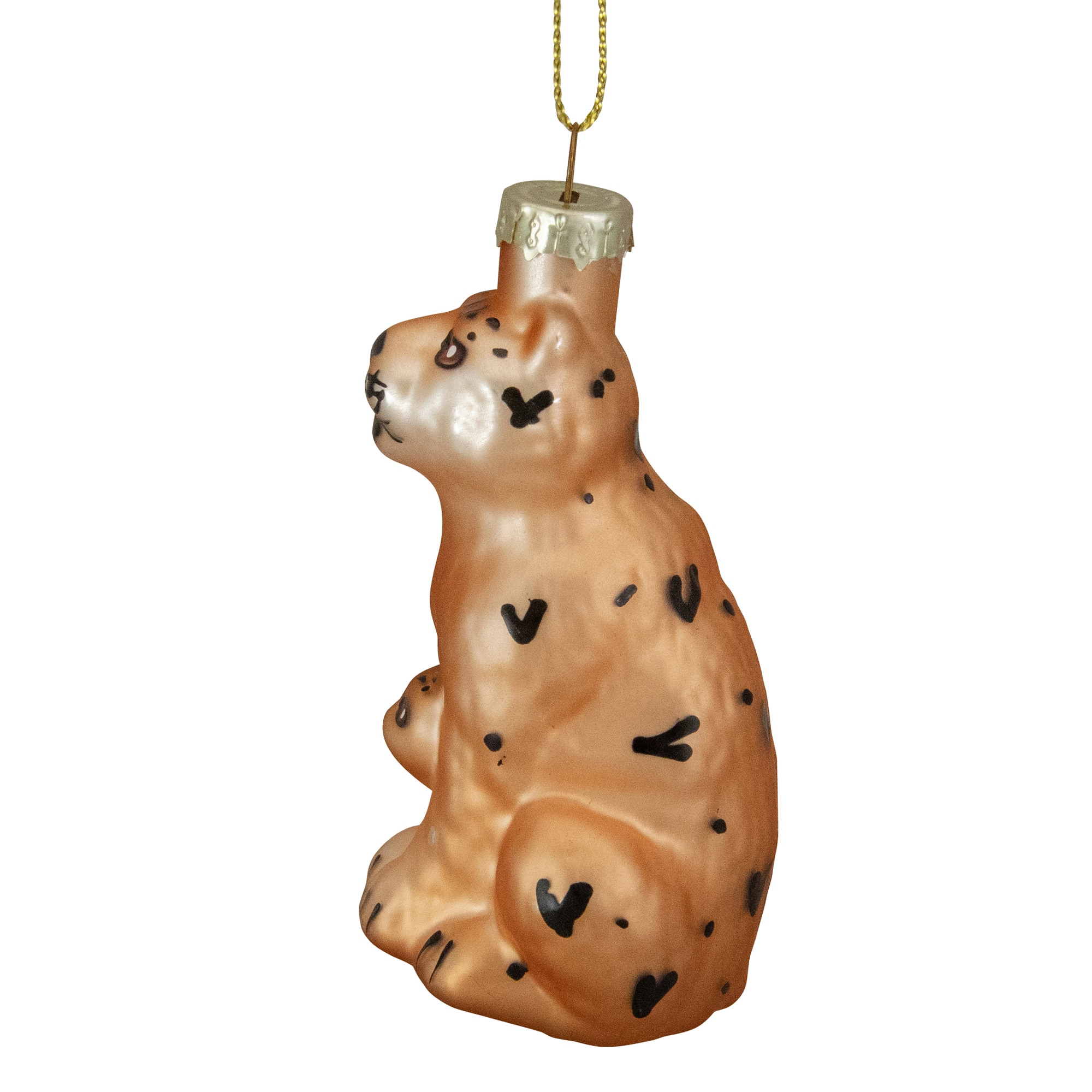 Orange & Black Christmas Leopard Glass Ornament