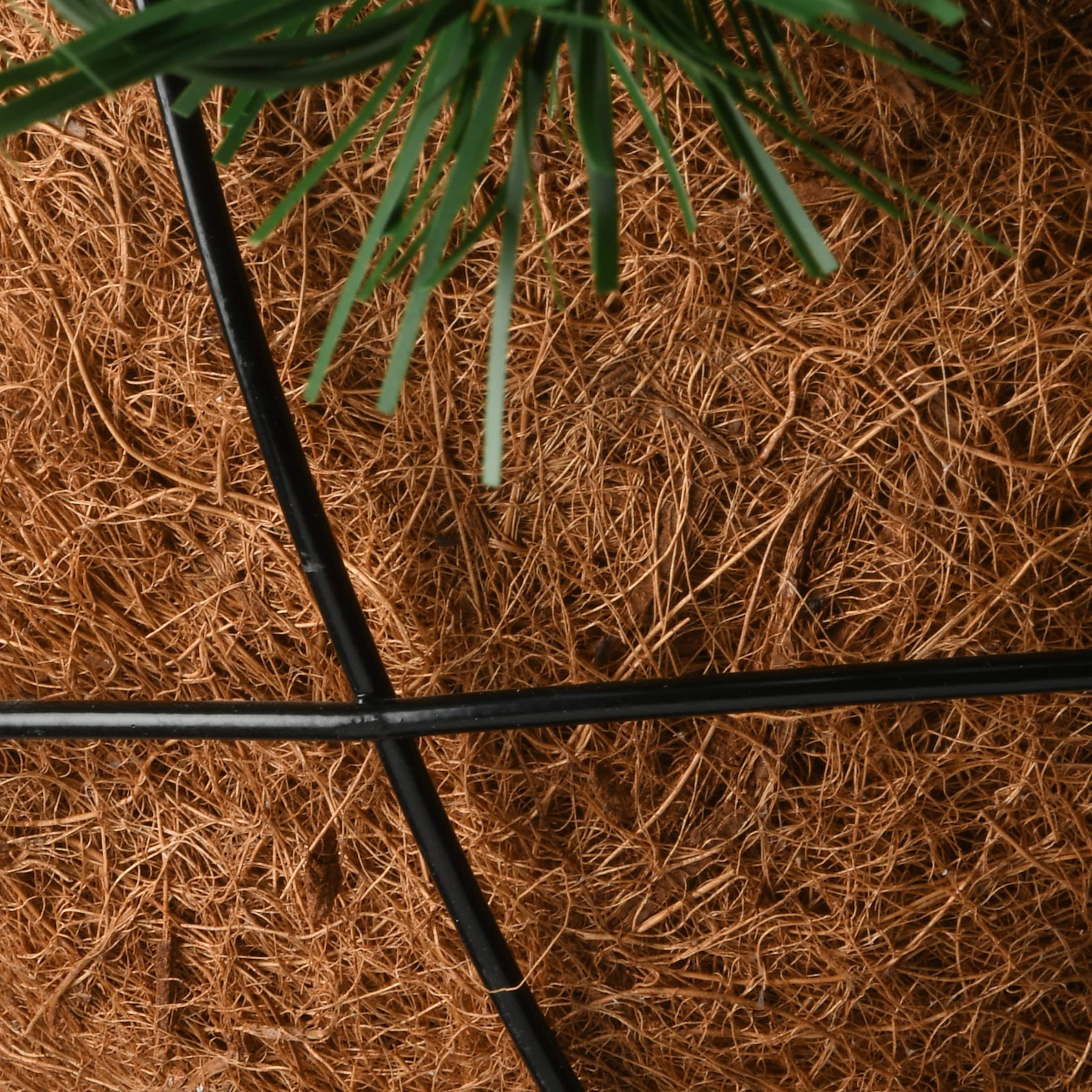 20" Tiffany Fir Hanging Basket With Warm White LED Battery Lights