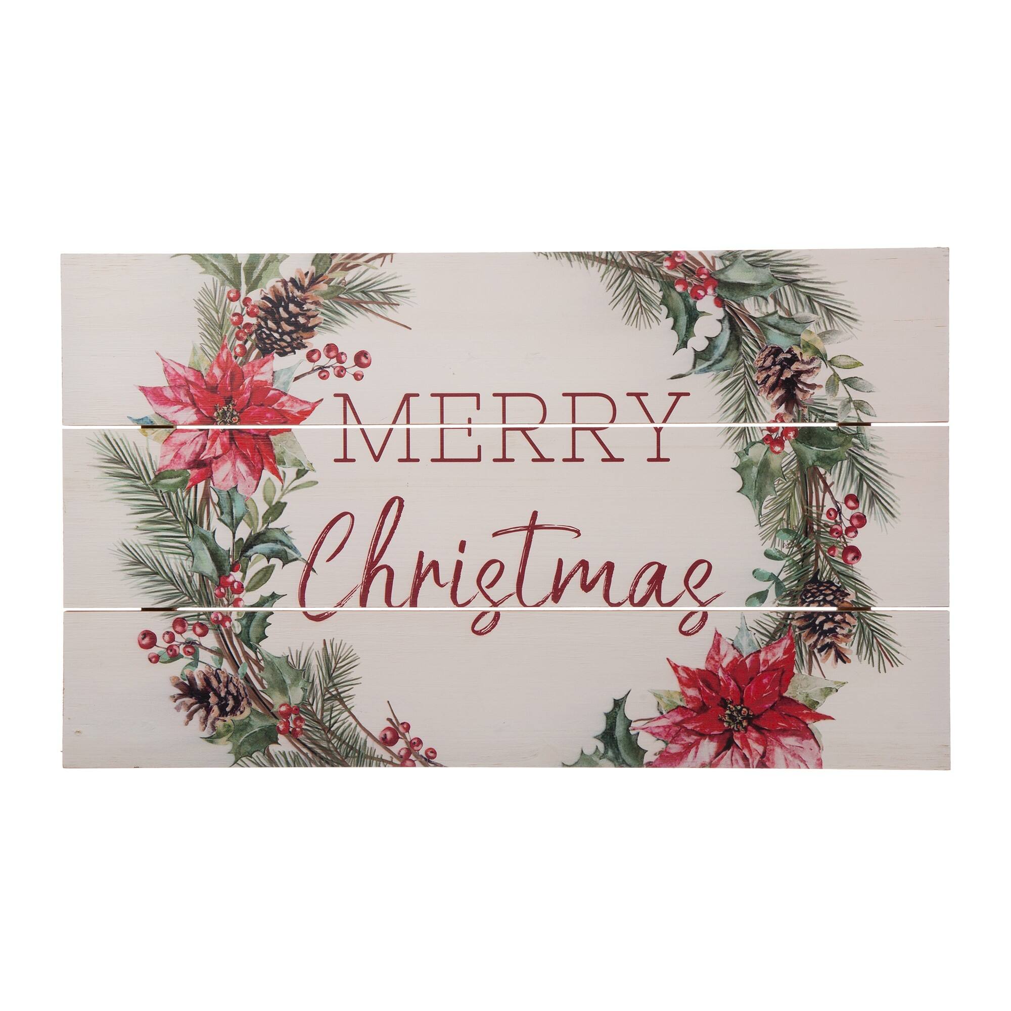 Glitzhome® Wooden Merry Christmas Wall Décor Accent