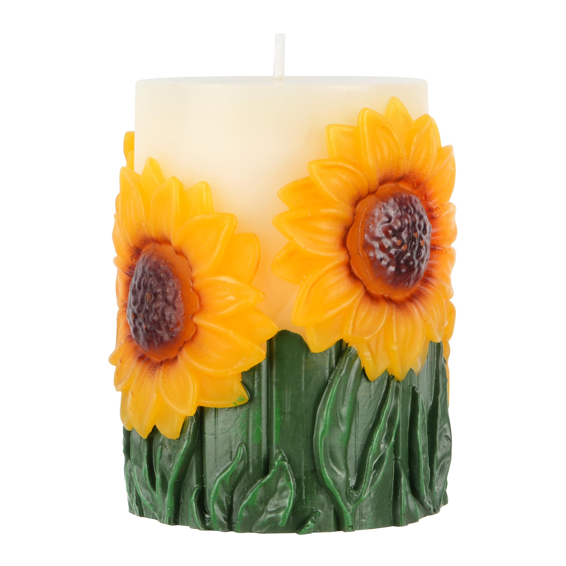 3&#x22; x 4&#x22; Sunlit Leaves Scented Sunflowers Pillar Candle by Ashland&#xAE;
