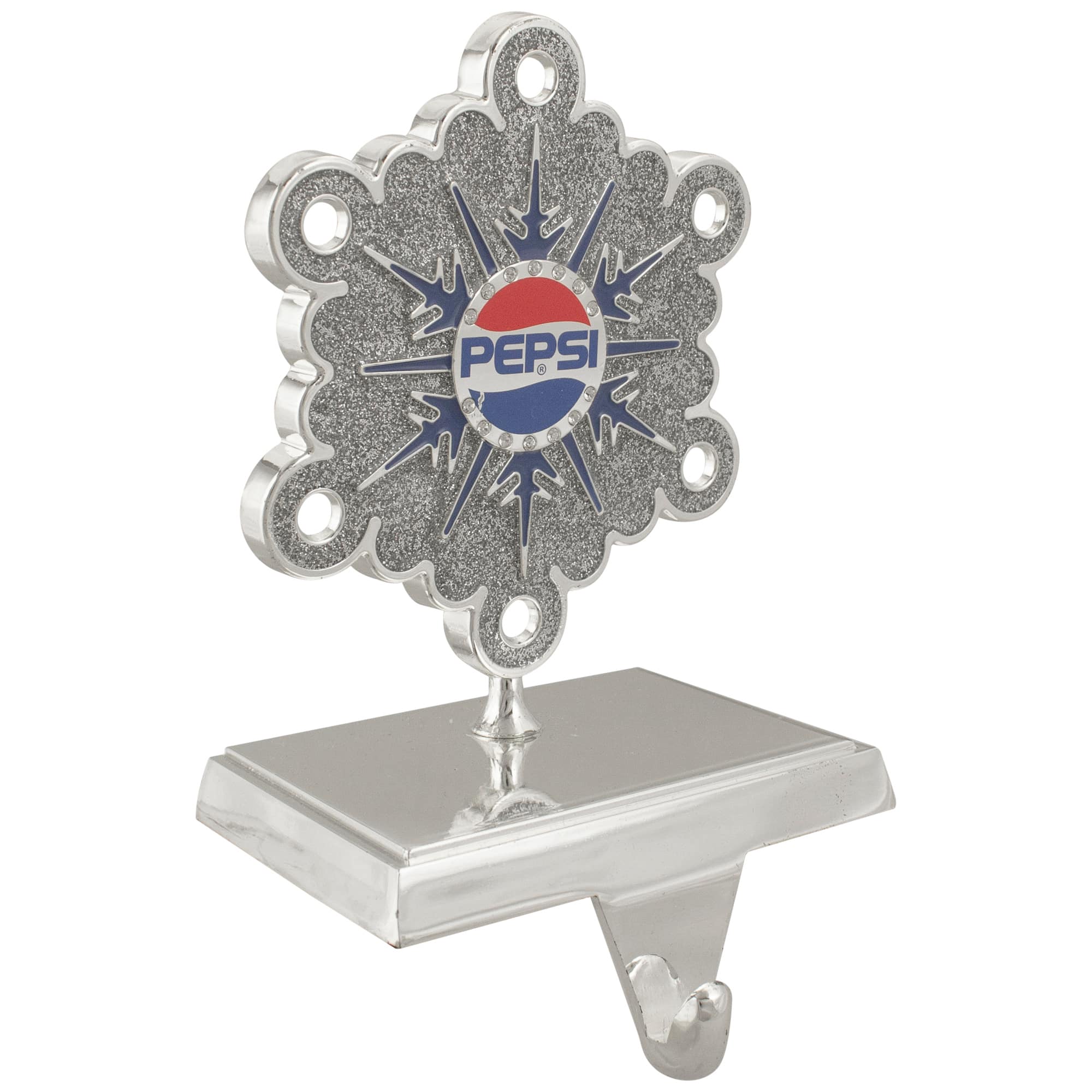 6.5" Silver & Blue Pepsi Snowflake Christmas Stocking Holder