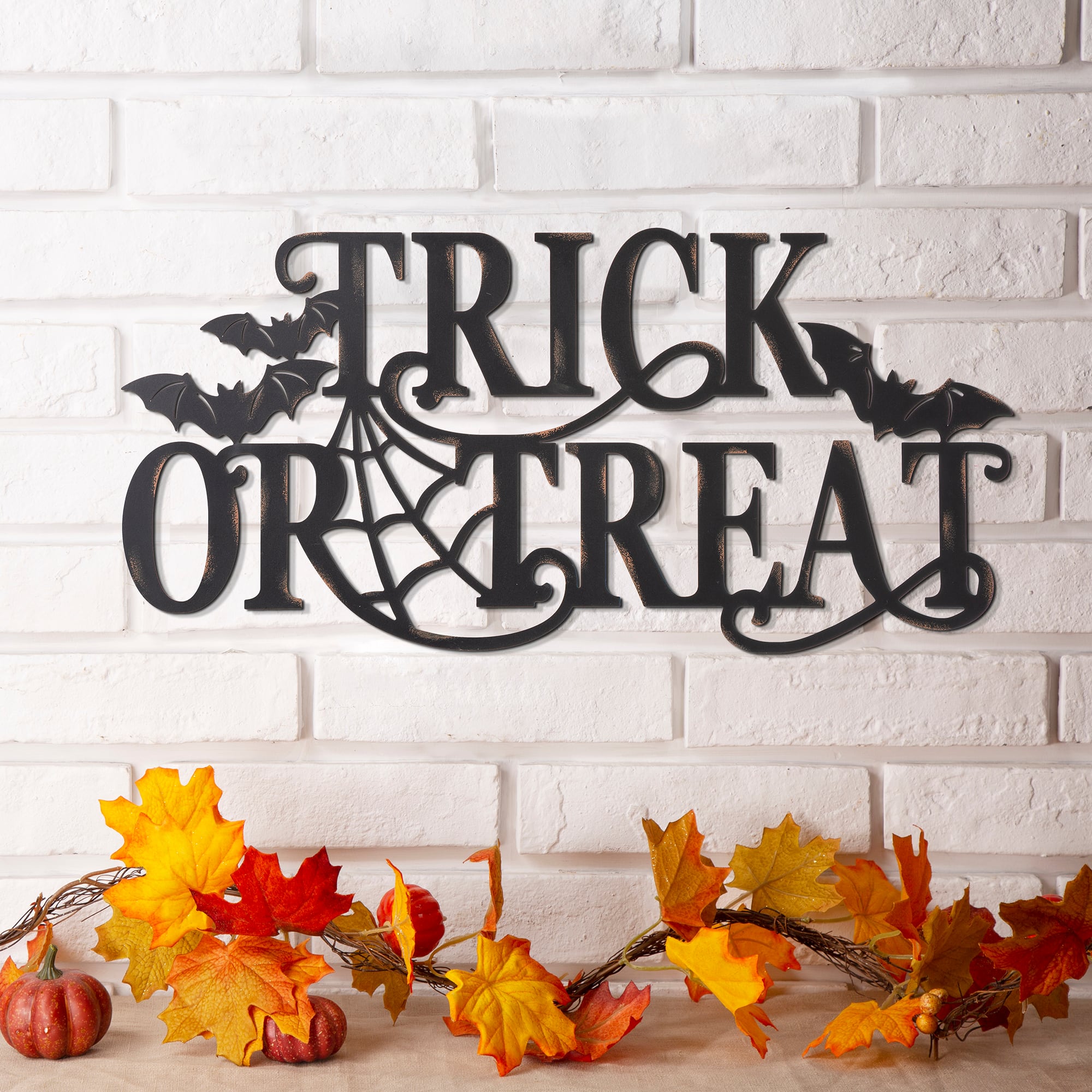 Glitzhome® 24" Metal Halloween TRICK OR TREAT Wall Sign