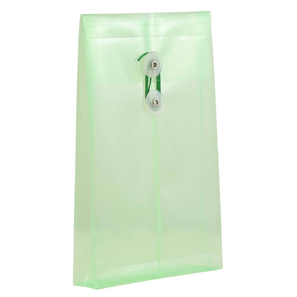 JAM Paper 6.25" x 9.25" Button & String Tie Closure Plastic Envelopes, 12ct.
