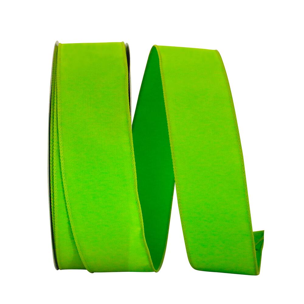 JAM Paper 2.5" x 50yd. Lime Wired Velvet Ribbon