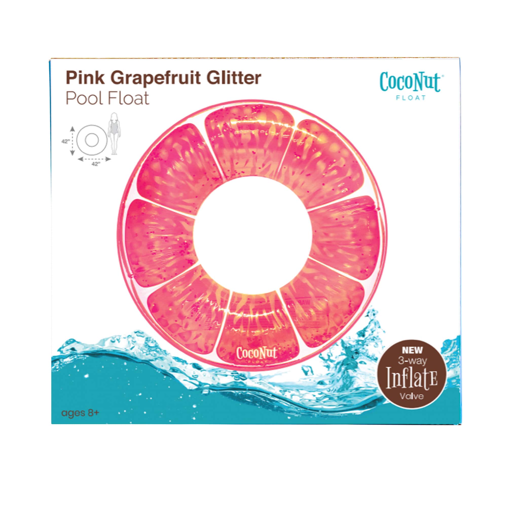 Salus CocoNut 42" Pink Grapefruit Glitter Pool Float